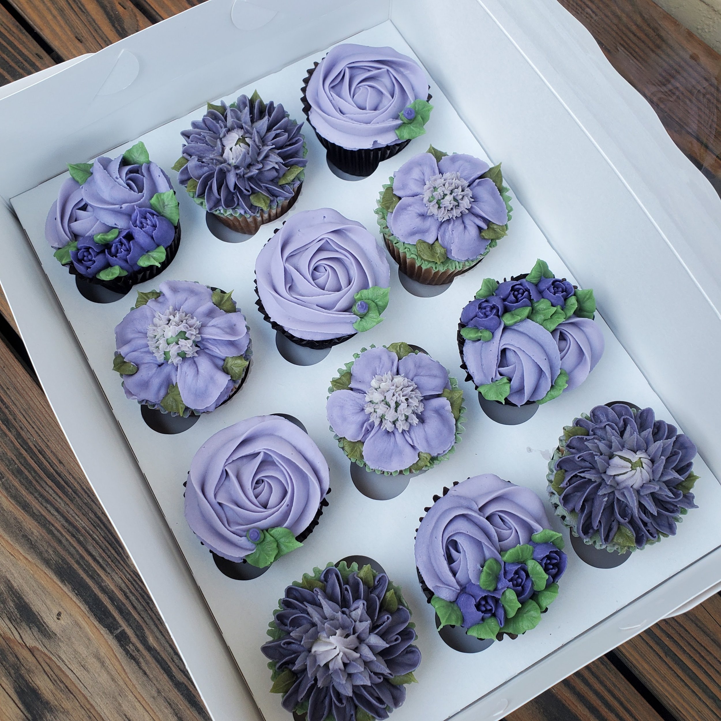 purple floral cupcakes