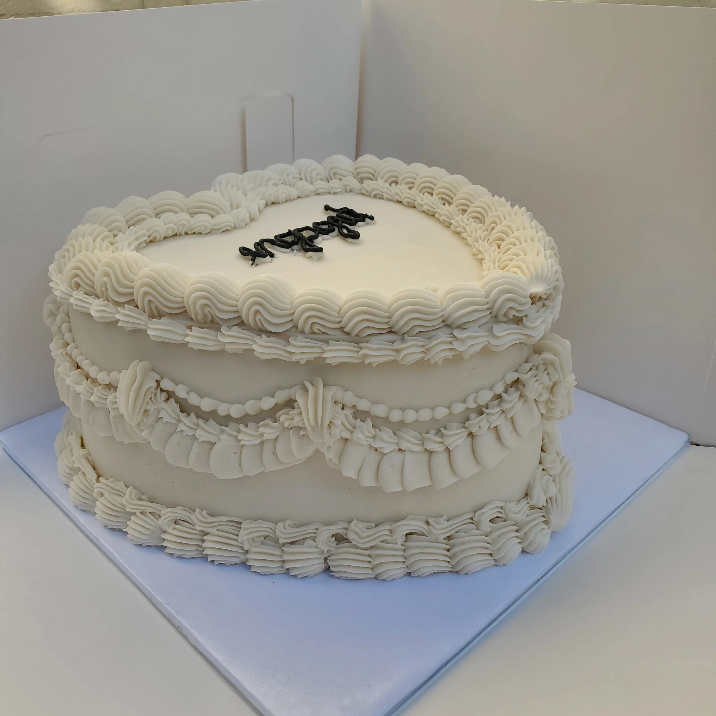 vintage heart engagement cake