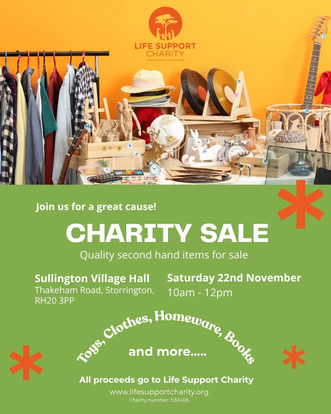 🛍️✨ Charity Sale &ndash; Everyone Welcome! ✨🛍️

Join us on Saturday 22nd November, 10am&ndash;12pm at Sullington Village Hall for a morning of treasure hunting and community spirit! 💕

We&rsquo;ll have a great selection of quality second-hand item