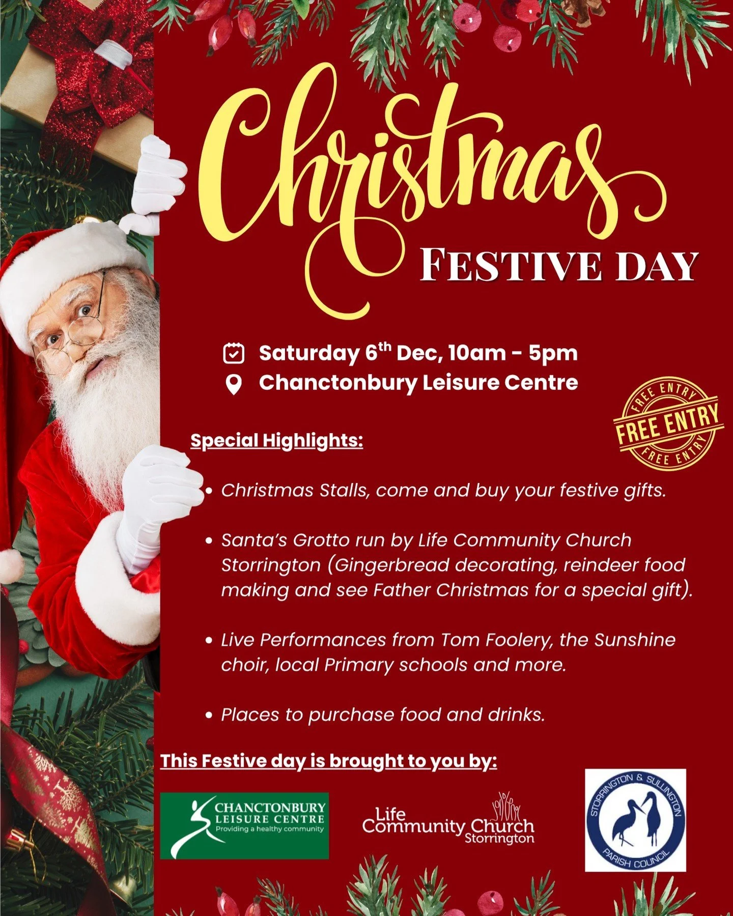 🎄✨ Festive Day at Chanctonbury Leisure Centre! ✨🎄
Join us on Saturday 6th December, 10am&ndash;5pm for a day full of Christmas cheer! 🎅✨
Enjoy festive stalls, Santa&rsquo;s Grotto, live performances, and plenty of seasonal magic.
⭐ Free entry &nda