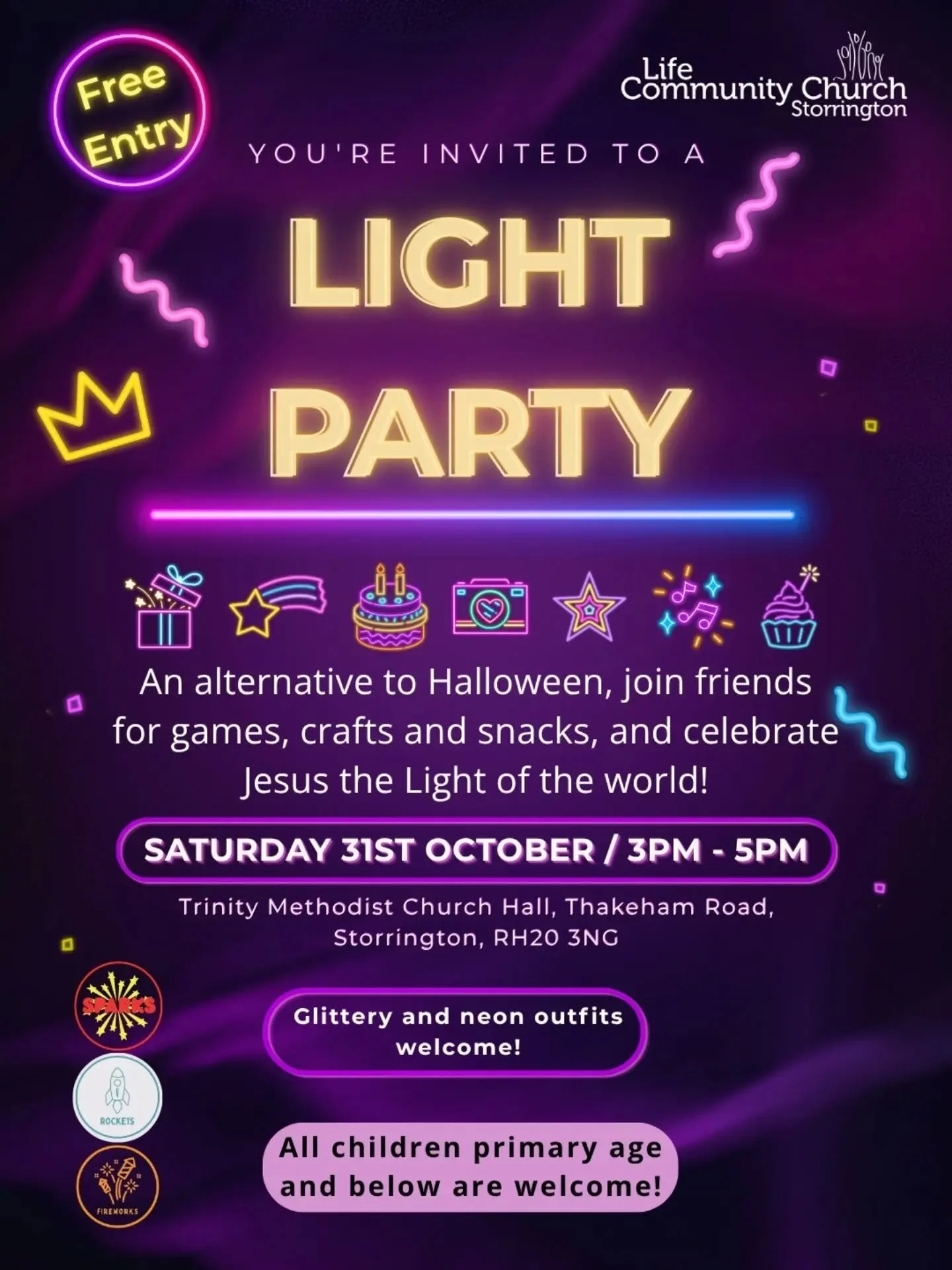 Looking for something fun and positive for the kids this Saturday? ✨

Come along to our Light Party at Trinity Methodist Church Hall!

Expect an afternoon full of games, creative crafts, yummy snacks and great company as we celebrate light together. 