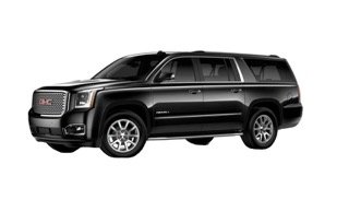 Black GMC SUV with chrome wheels