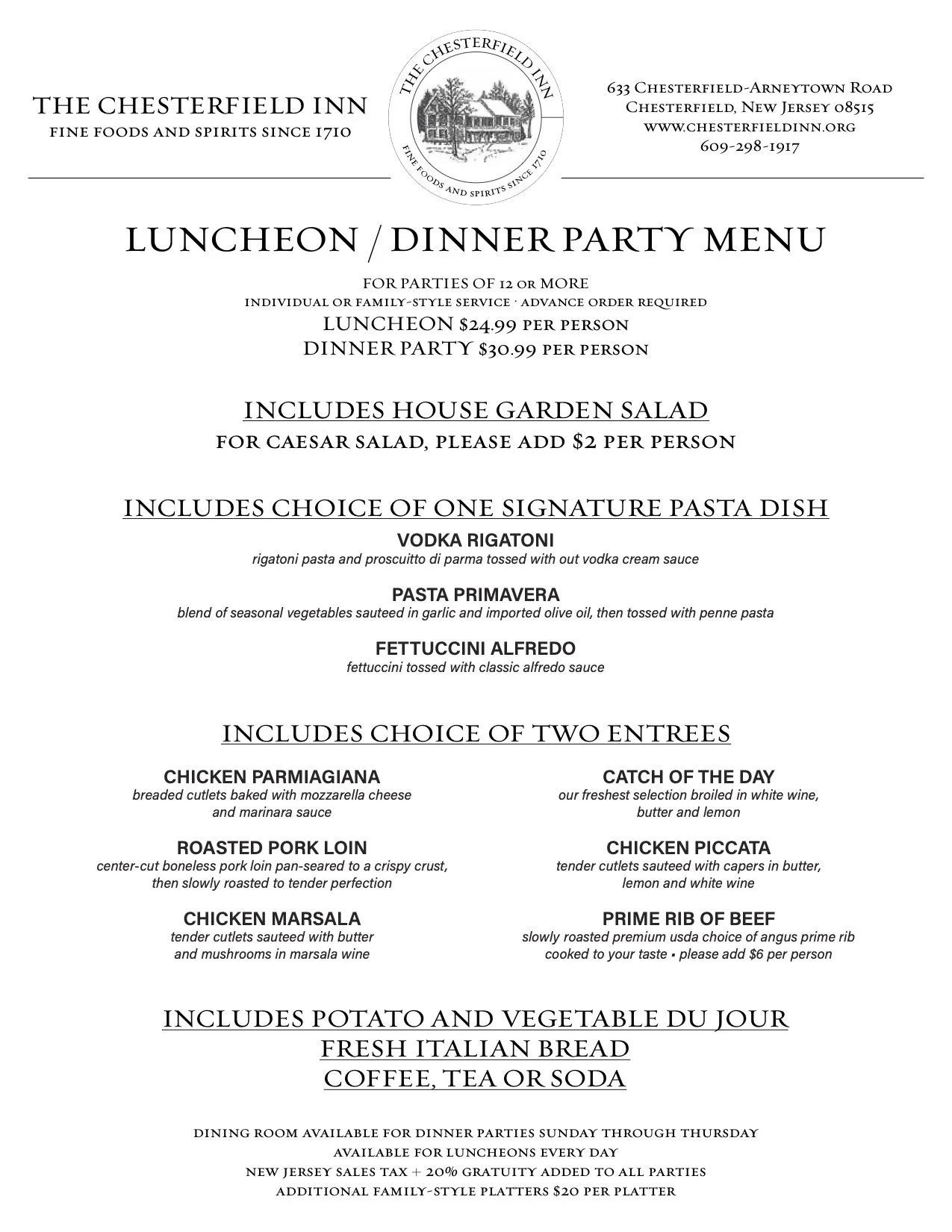 Catering — The Chesterfield Inn