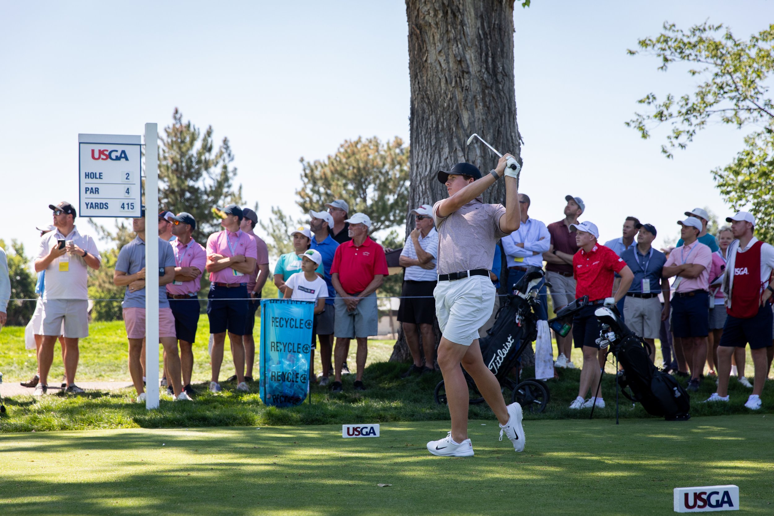 World No. 1 Amateur, Gordon Sargent, tees off on day 1 at the second hole.