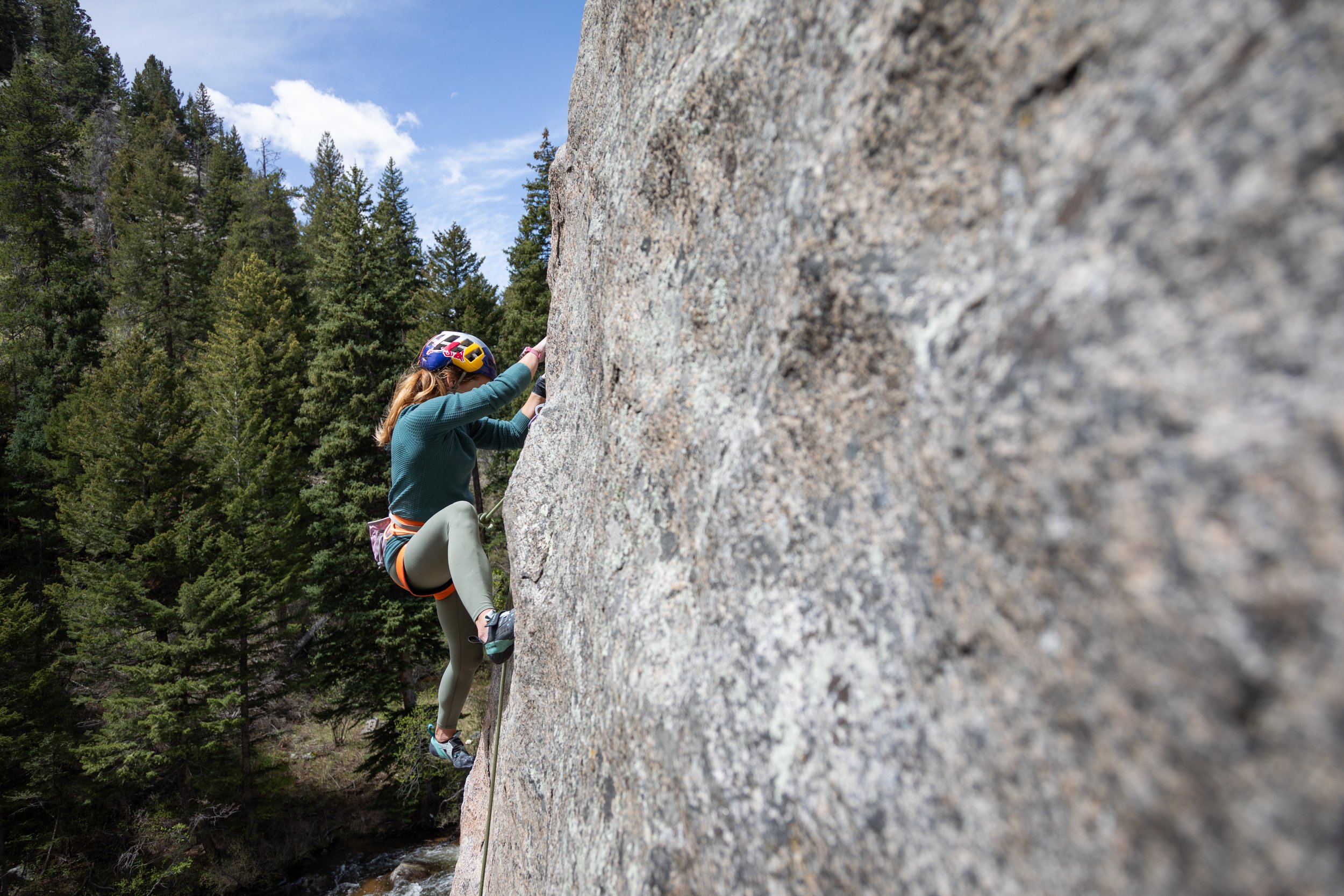 Many of Digiulan's climbs are done on sheer rock faces.