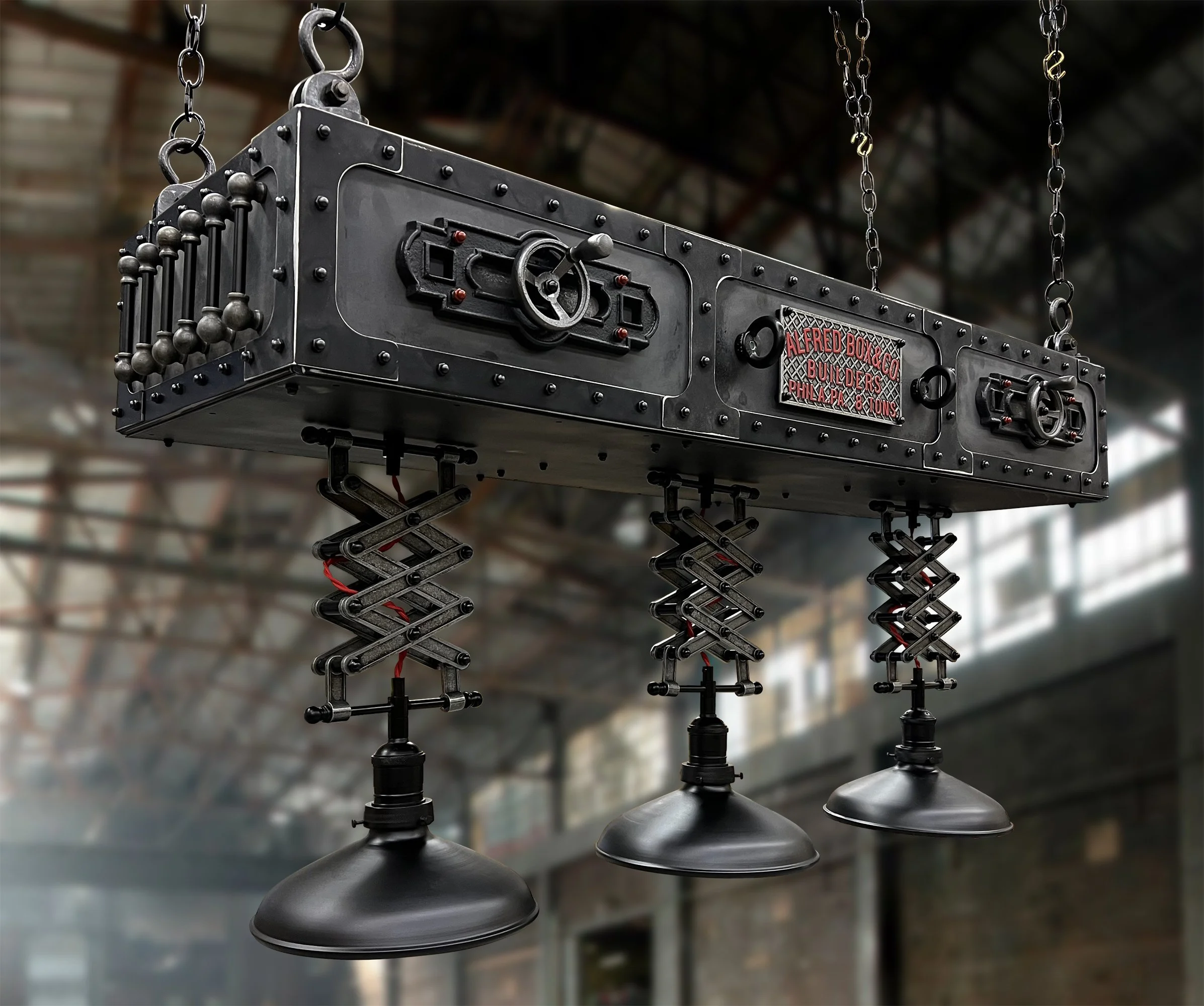 Industrial Scissor Light - Pool Table Light - Kitchen Table Light -  Restaurant Light — Vintage Crossing. The Coolest Store on the Planet., image size:2393x2000