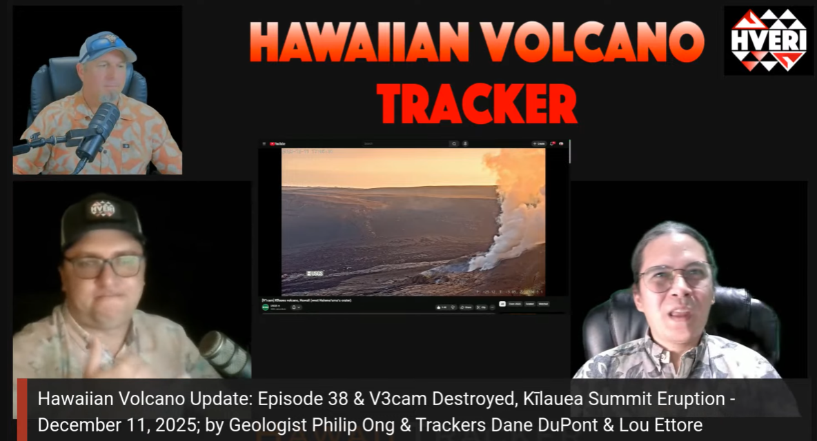 Hawaiian Volcano Update: Episode 38 &amp; V3cam Destroyed, Kīlauea Summit Eruption - December 11, 2025