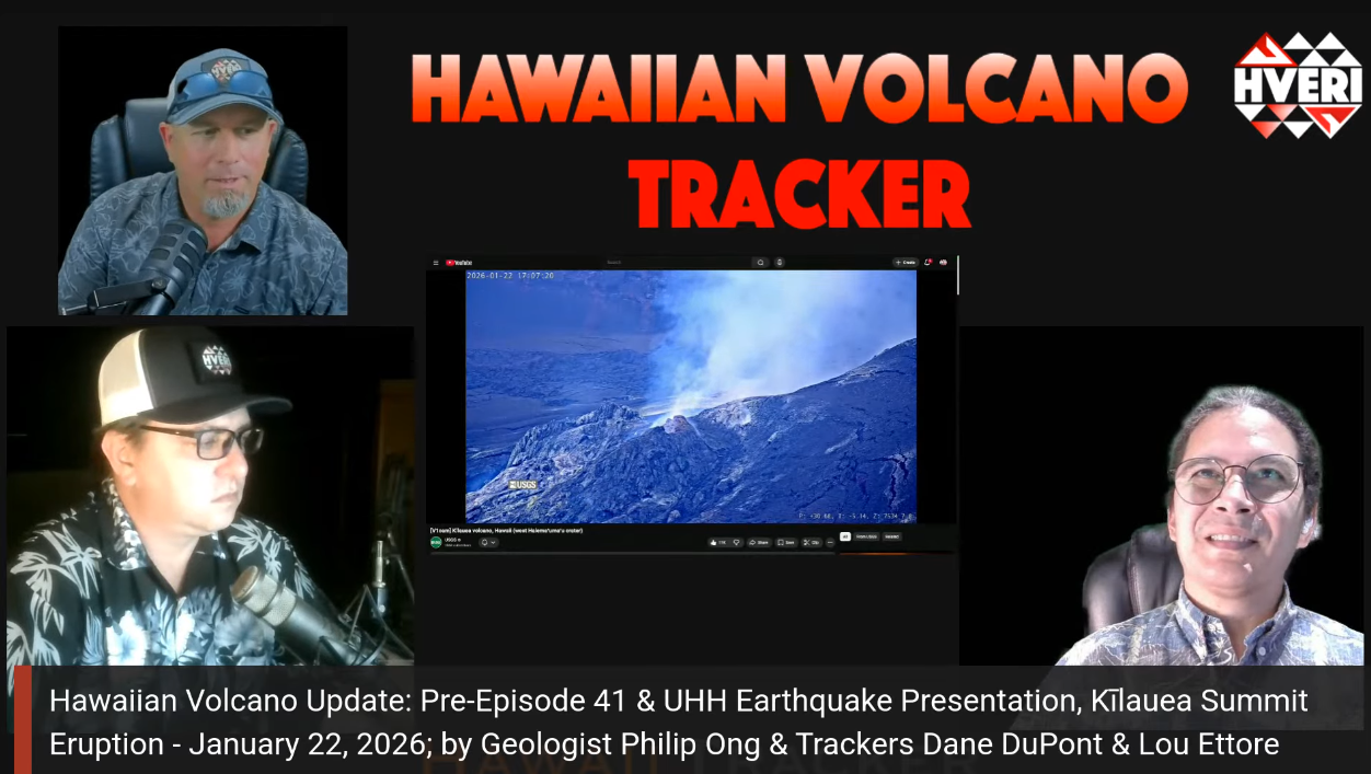 Hawaiian Volcano Update: Pre-Episode 41 &amp; UHH Earthquake Presentation, Kīlauea Summit Eruption - January 22, 2026