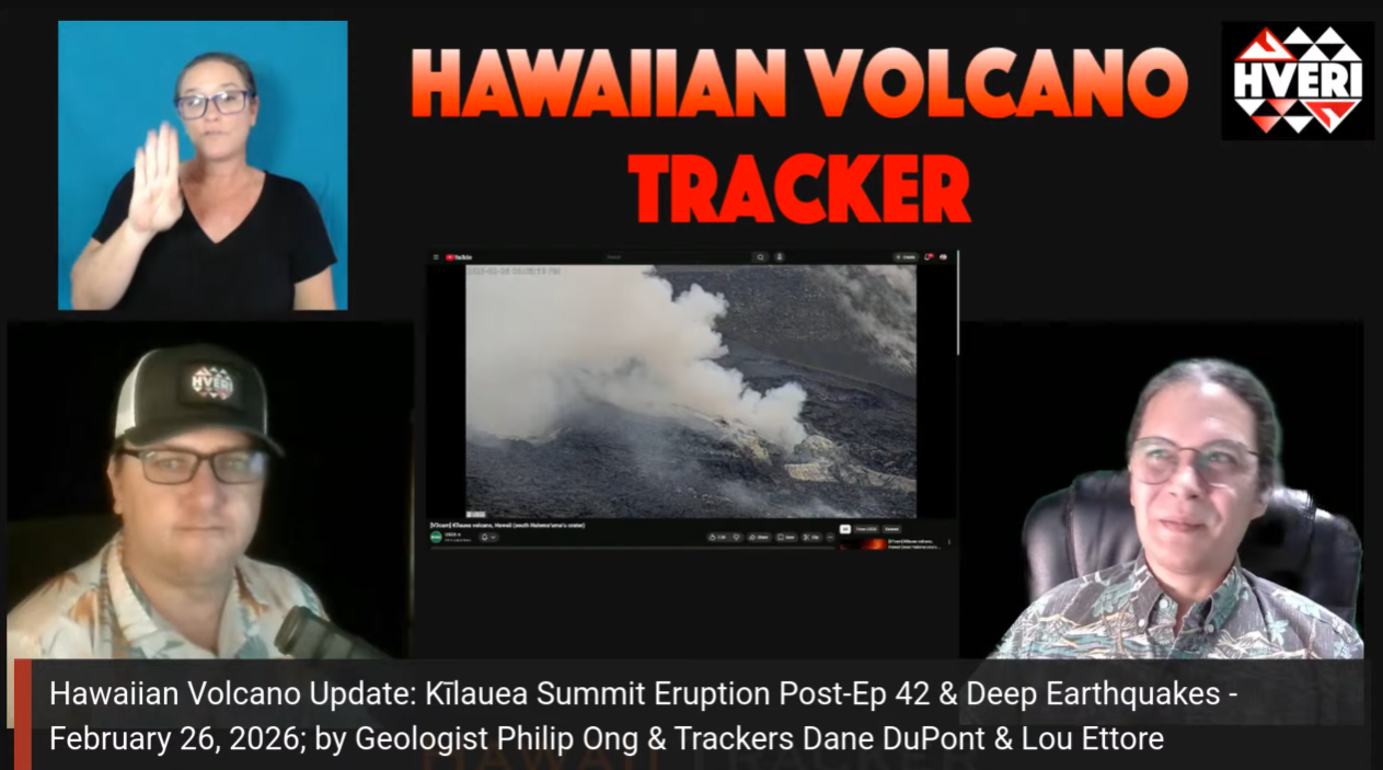 Hawaiian Volcano Update: Kīlauea Summit Eruption Post-Ep 42 &amp; Deep Earthquakes - February 26, 2026