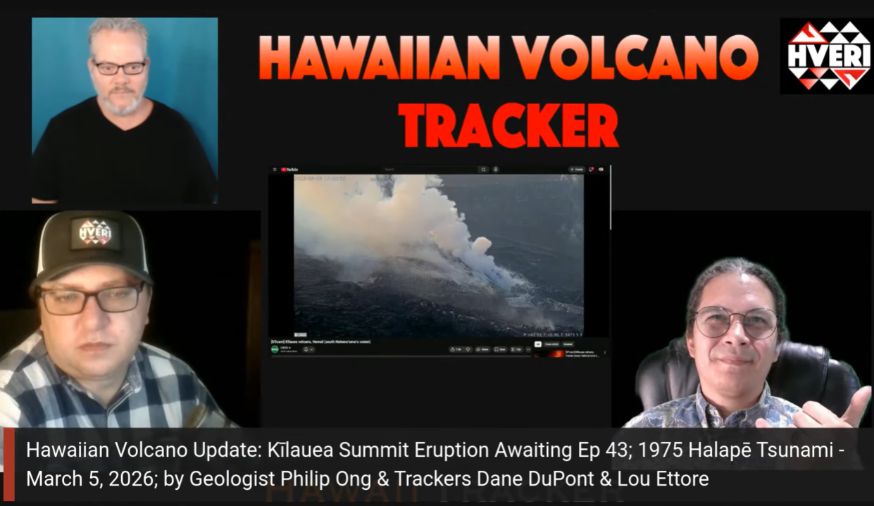 Hawaiian Volcano Update: Kīlauea Summit Eruption Awaiting Ep 43; 1975 Halapē Tsunami - March 5, 2026