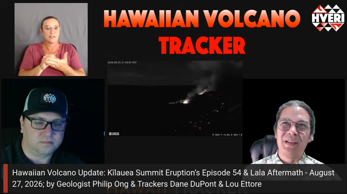Hawaiian Volcano Update: Kīlauea Summit Eruption’s Episode 54 &amp; Lala Aftermath - August 27, 2026