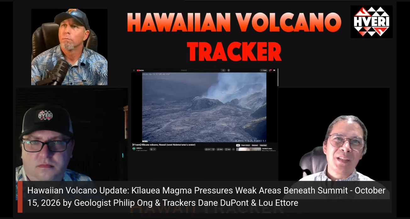 Hawaiian Volcano Update: Kīlauea Magma Pressures Weak Areas Beneath Summit - October 15, 2026