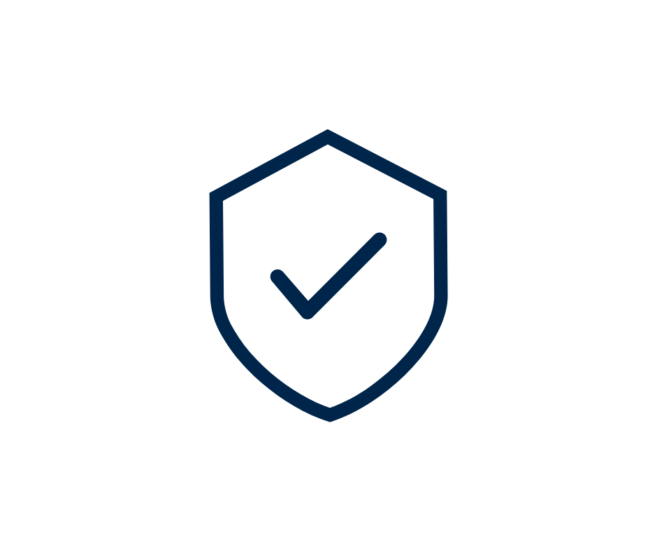 An icon of a shield with a checkmark inside, representing security or protection.