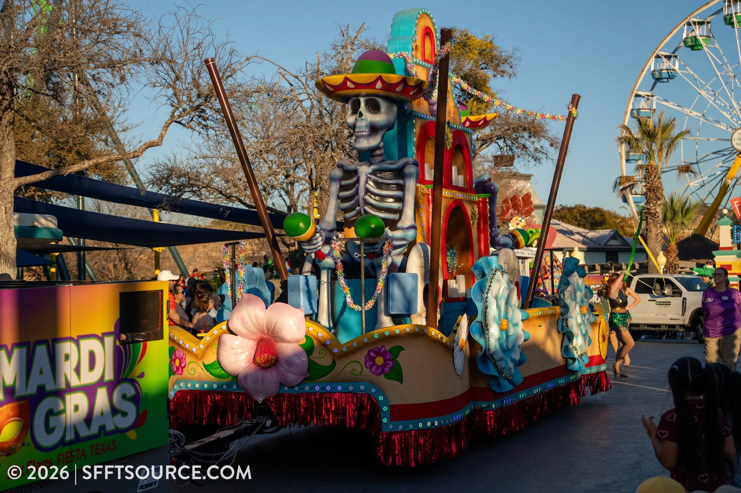Mardi Gras Parade 2026 Six Flags Fiesta Texas Entertainment