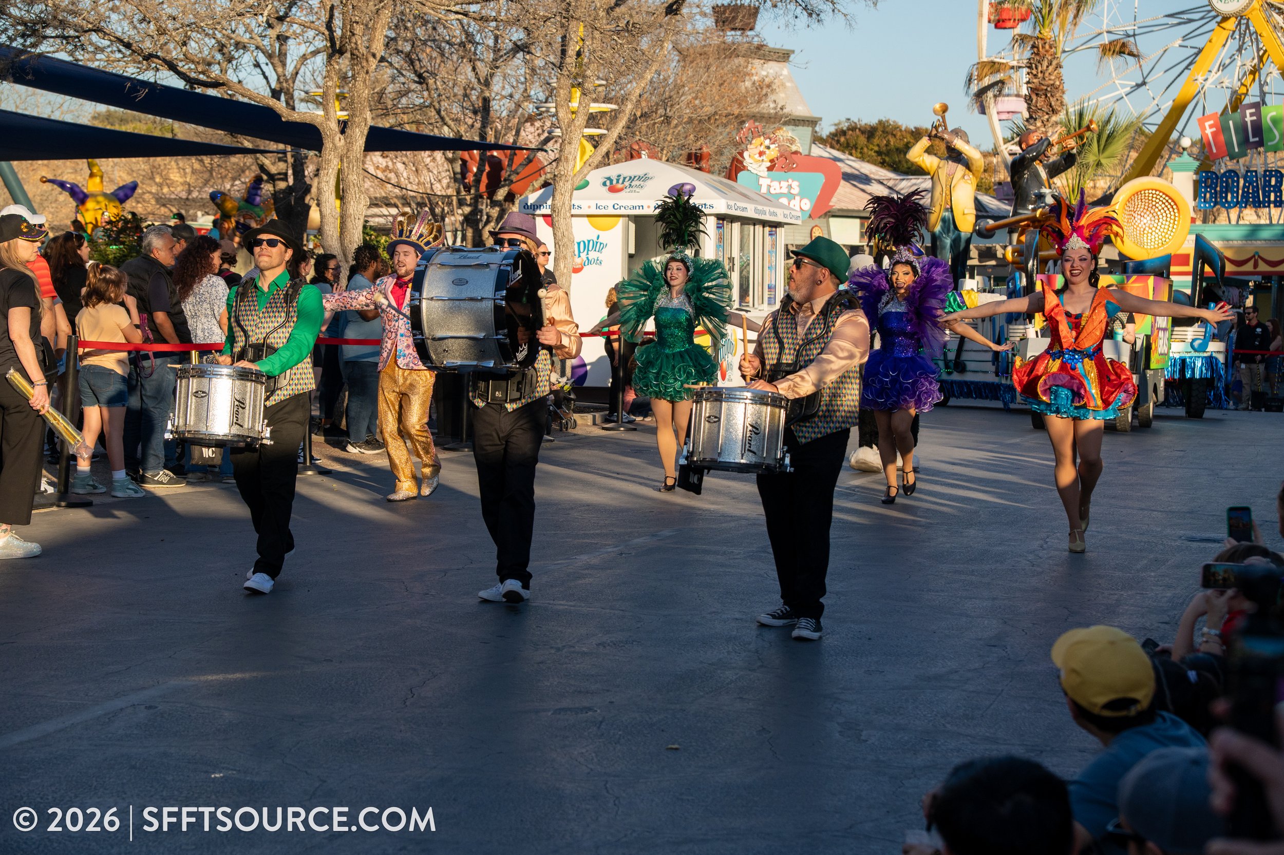 Mardi Gras Parade 2026 Six Flags Fiesta Texas Entertainment