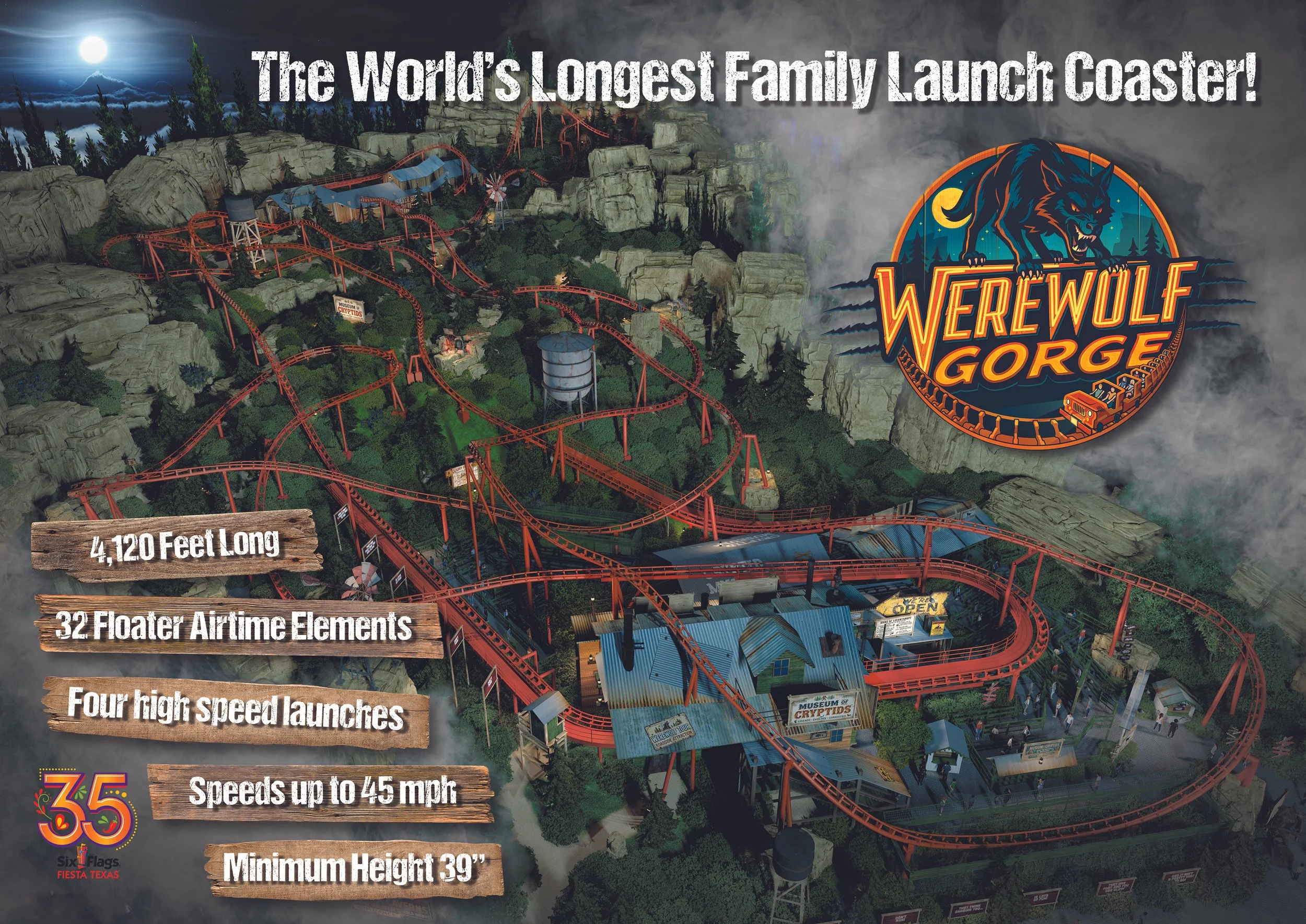 Werewolf Gorge Six Flags Fiesta Texas Roller Coaster