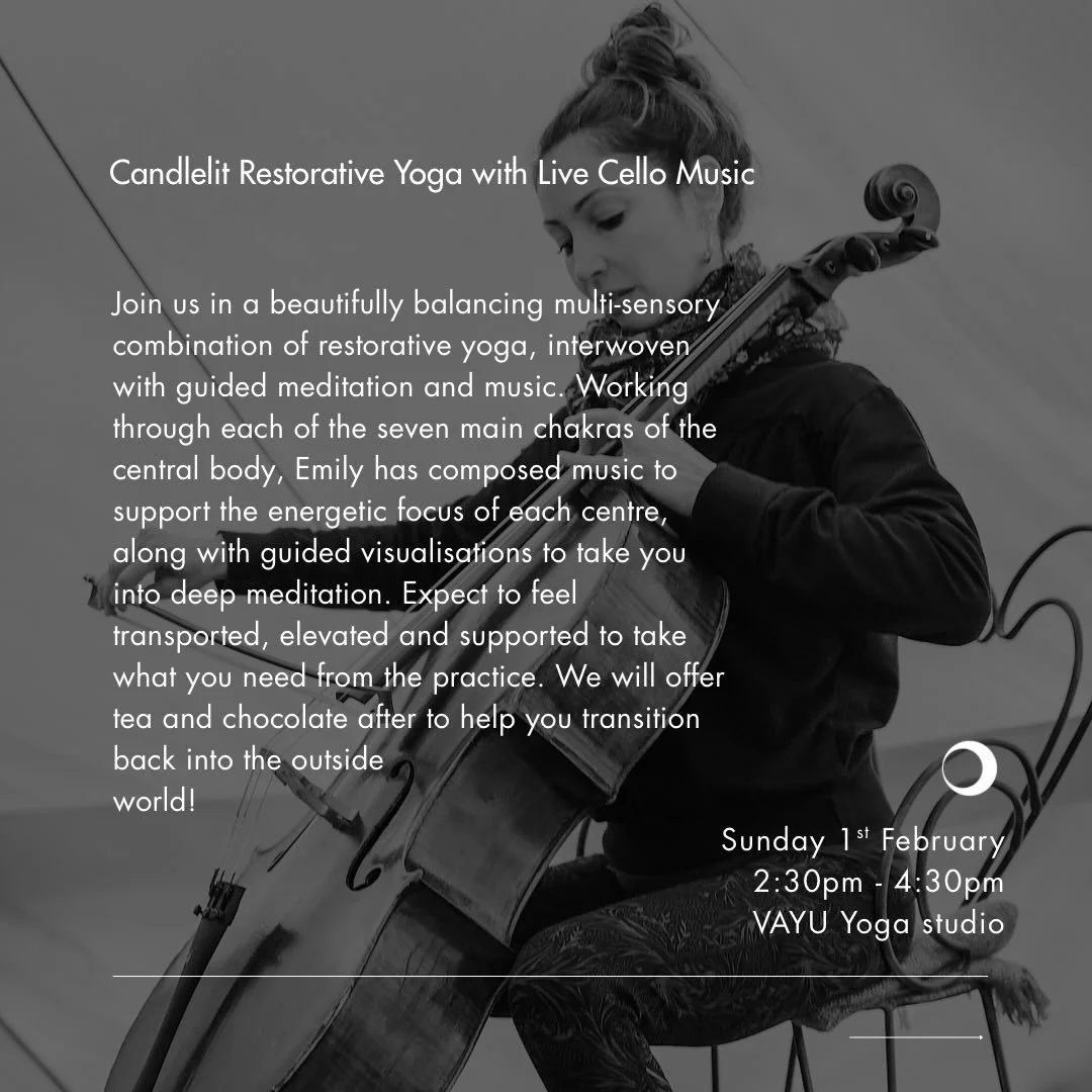 Book this beautiful experience with Emily in the NY 💫

Candlelit Restorative Yoga with Live Cello Music 🎶 with @emily_young_heart_yoga 

Join us in a beautifully balancing multi-sensory combination of restorative yoga, interwoven with guided medita