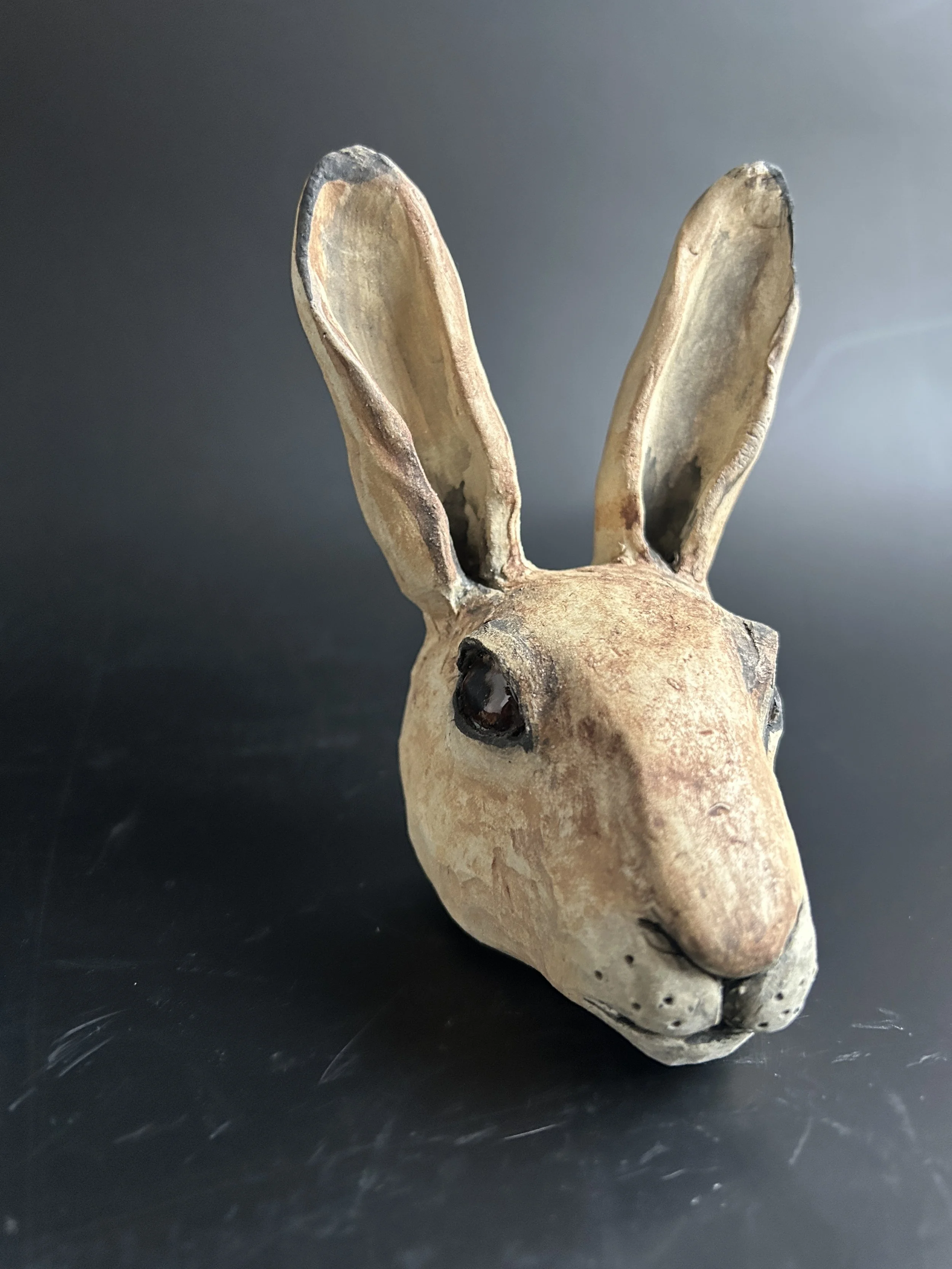 Ceramic Rabbit Sculpture Hare head sculpture