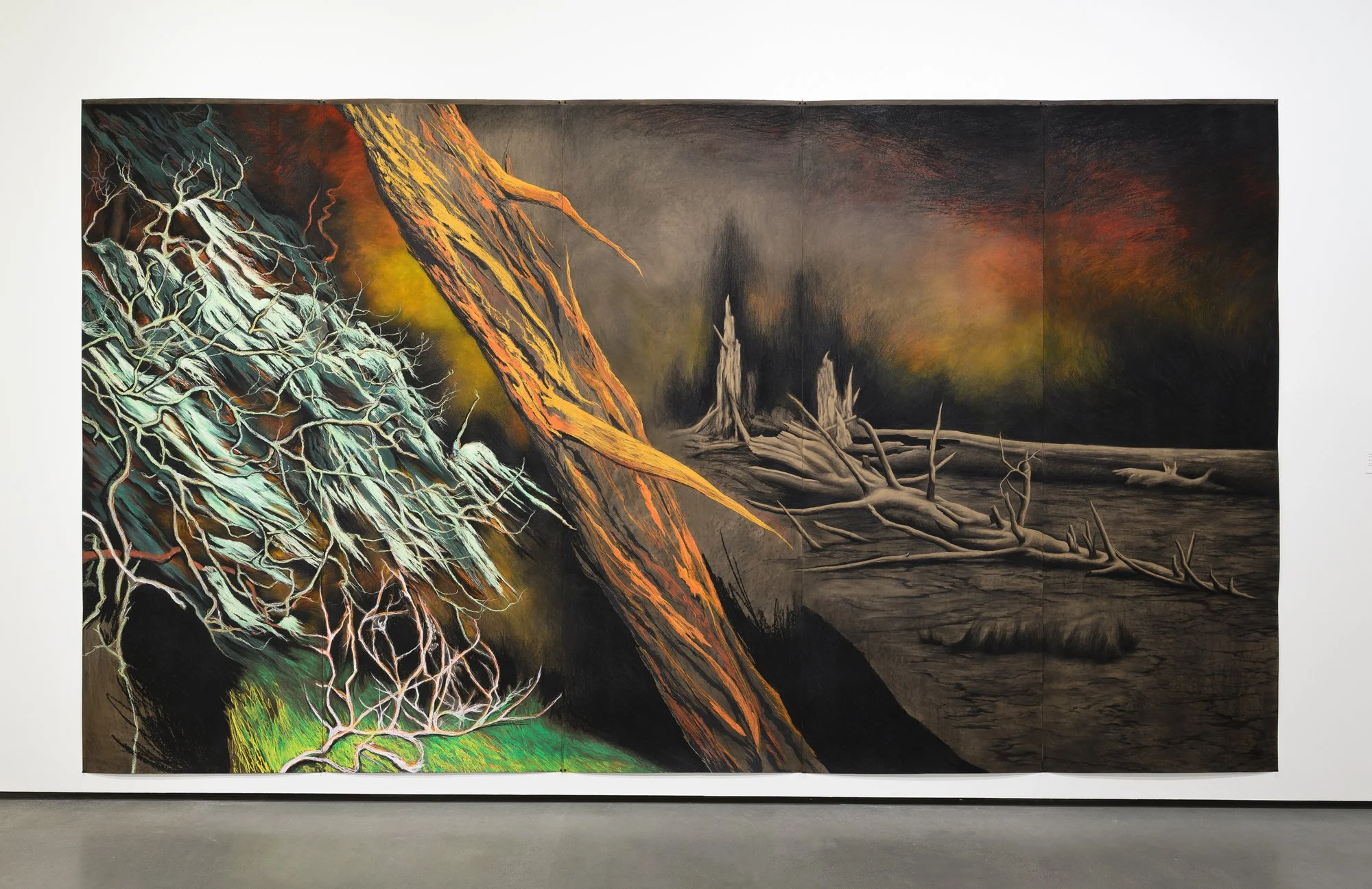 A Lethal New Species
2025
Soft pastel, charcoal, conté crayon, and wax pastel on builder's paper
100 x 180 inches