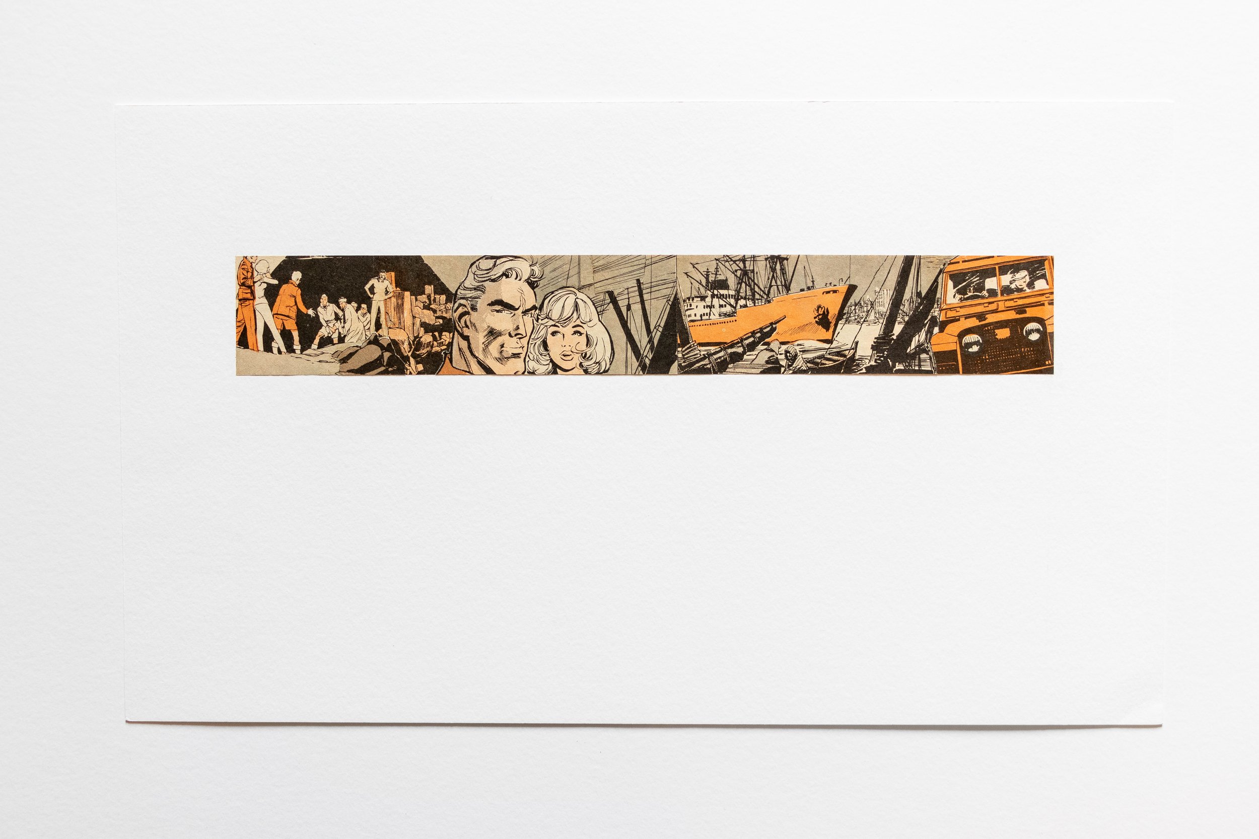 No title (comic: "Brigada secreta. La madición de Tutmés" by Jeume Romeu, 1965), collage on paper, 29 x 49 cm.
