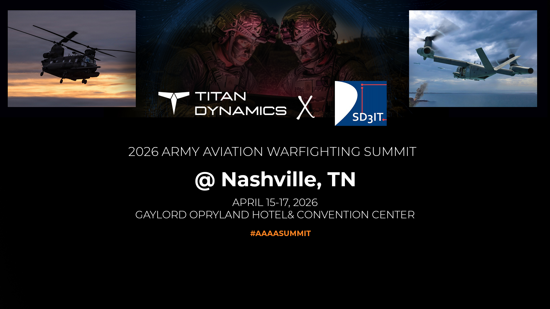 Titan Dynamics &amp; SD3IT to Exhibit at Army Aviation Warfighting Summit on Apr. 15-17 at Nashville, TN