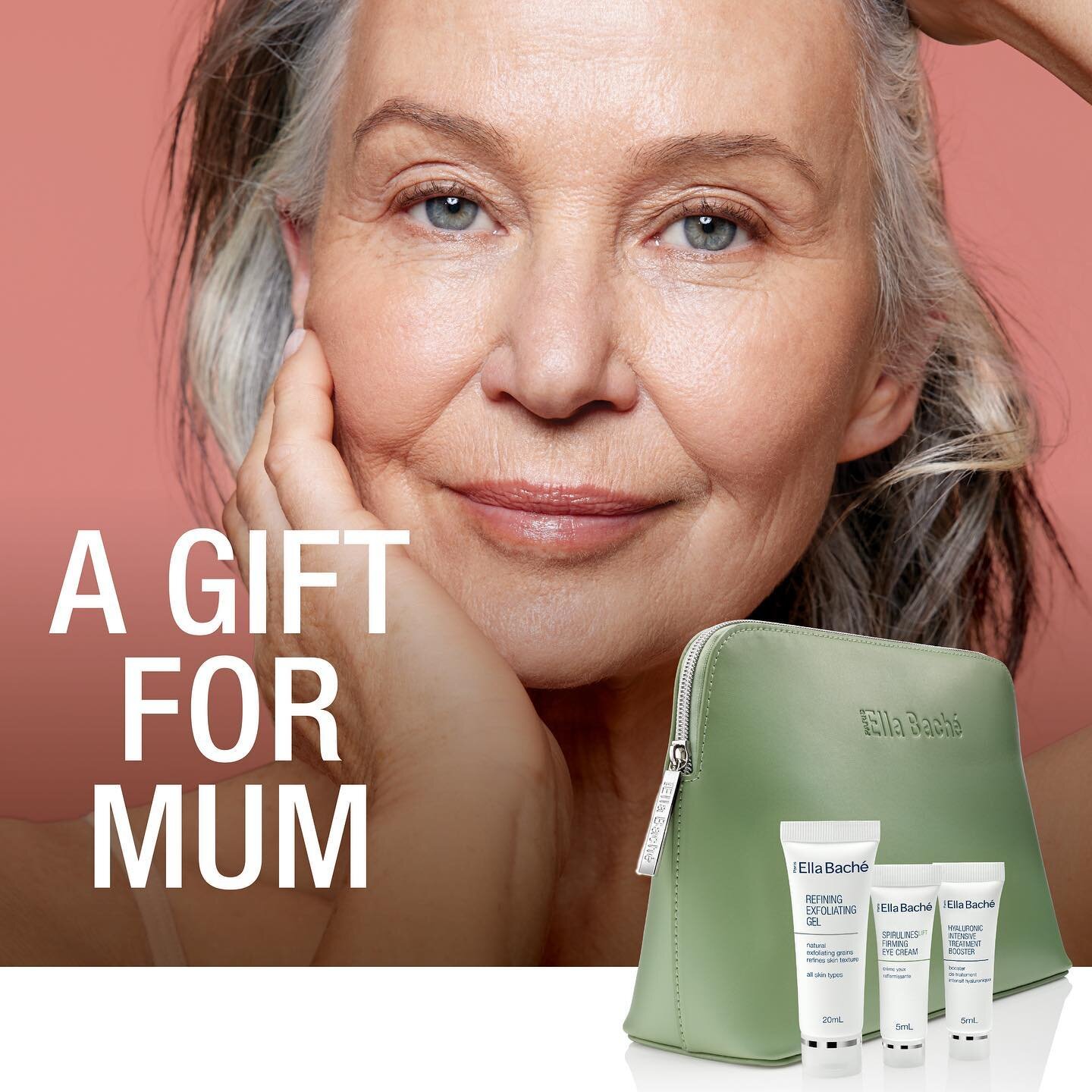 A special gift for mum this Mother&rsquo;s Day.

Receive a complimentary SpirulinesLift Beauty Collection when you purchase 2 or more Ella Bach&eacute; skincare products this month.

This complimentary Beauty collection contains: Refining Exfoliating