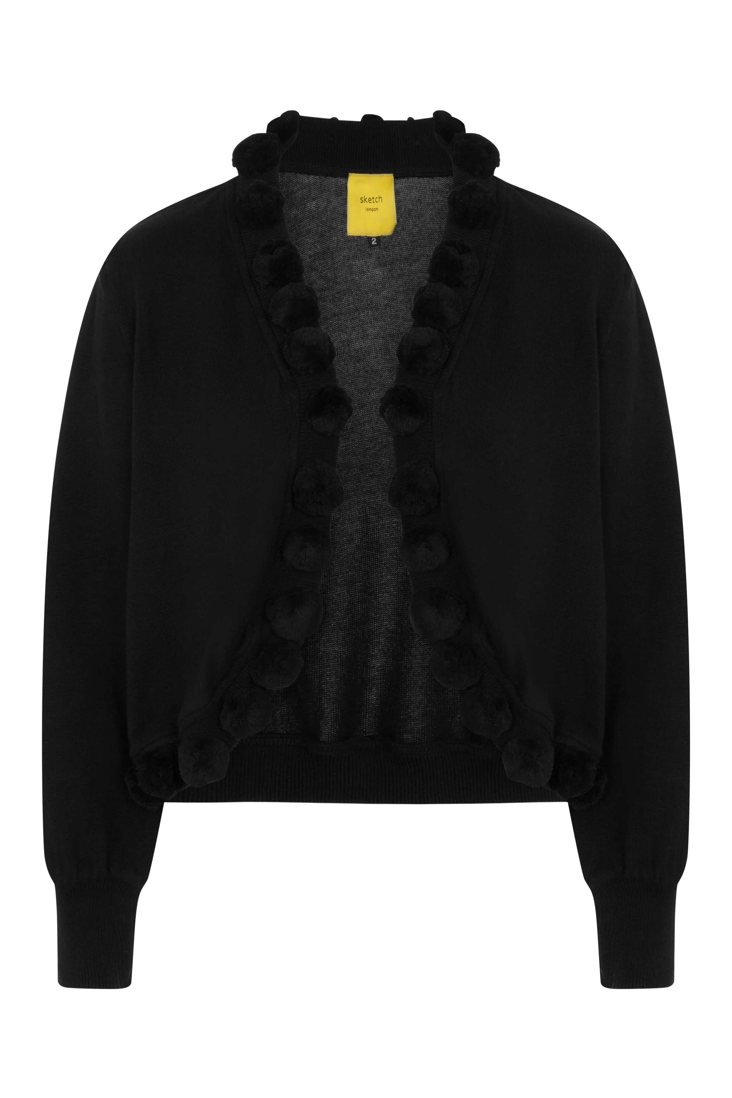 Black pom pom cardigan.JPG