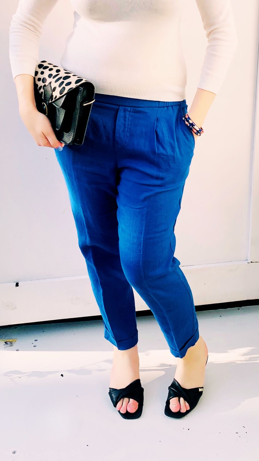 Mykonos Blue Cropped Linen Trousers — Pop London