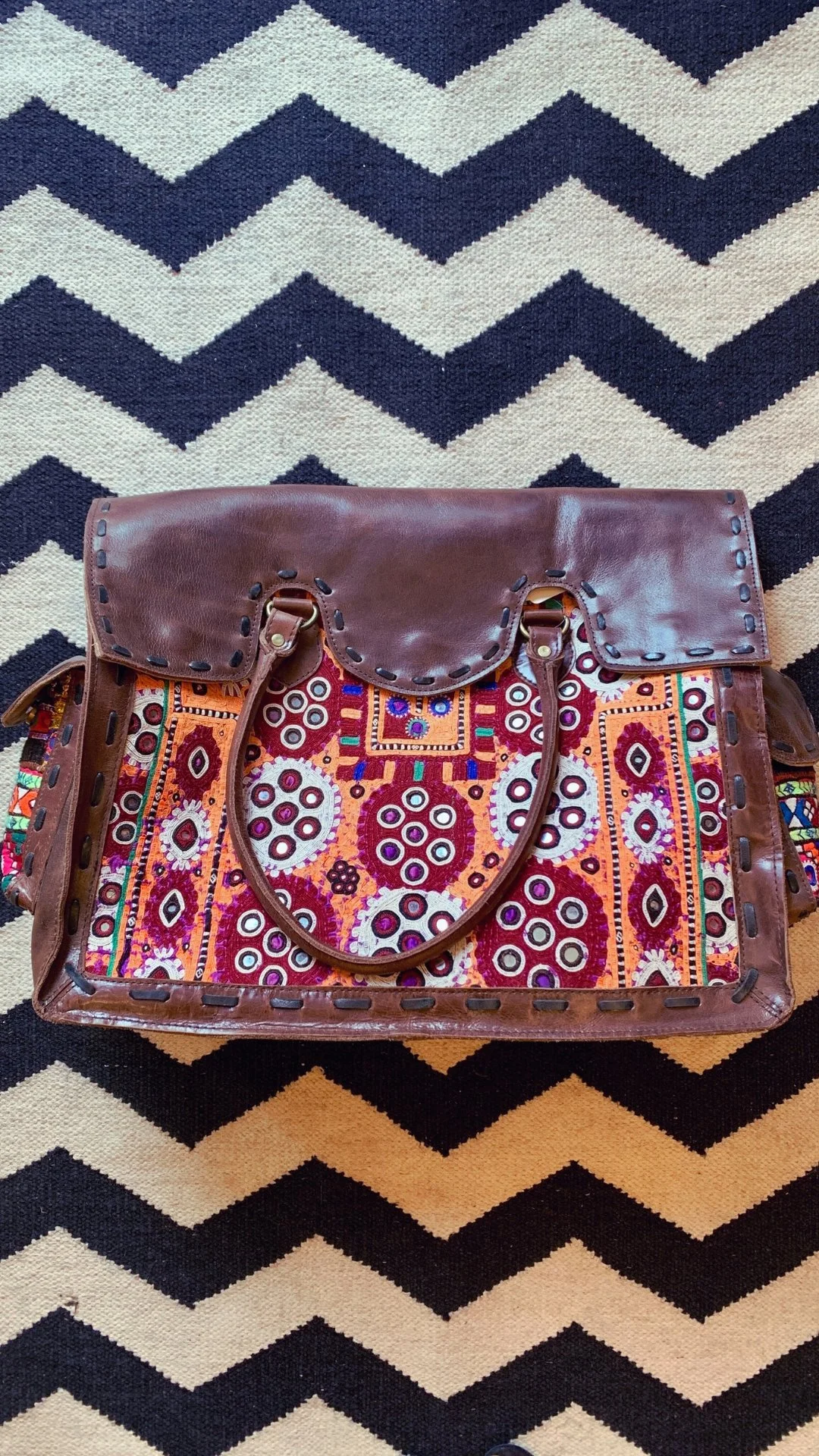 Scheherezade Luxury Weekend Travel Bag Upcycled Leather and
