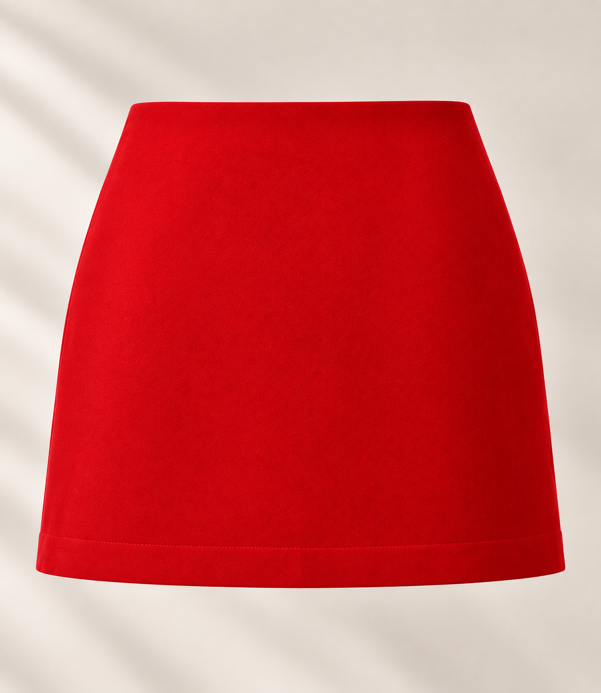 Pop London scarlet red mini skirt with gold buttons and pockets BACK.png