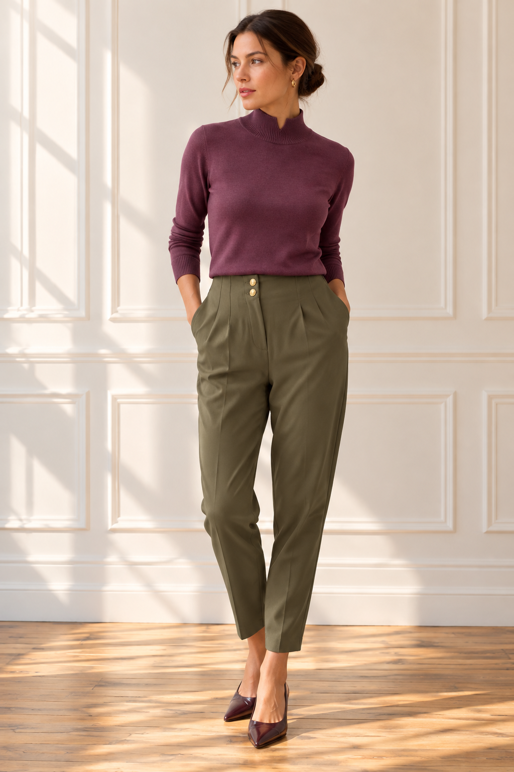 Pop Polo neck fig berry shade on model.png