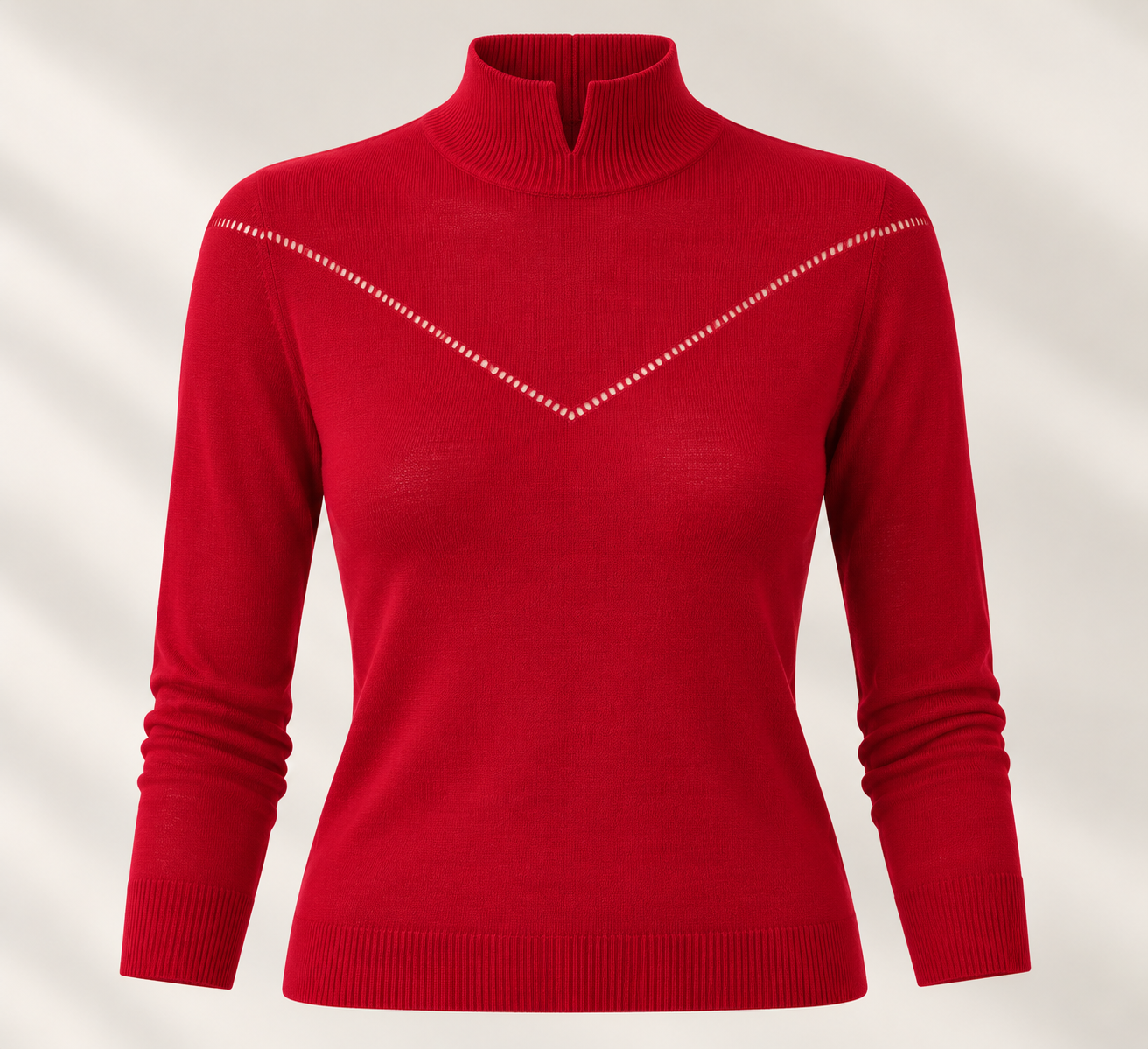 Pop London pointelle polo neck jumper scarlet.png