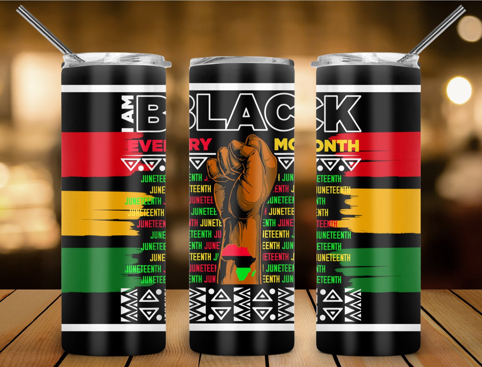 Juneteenth I Am Black Every Month Tumbler