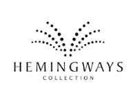 Hemingways Collection logo with dotted open book design above the text