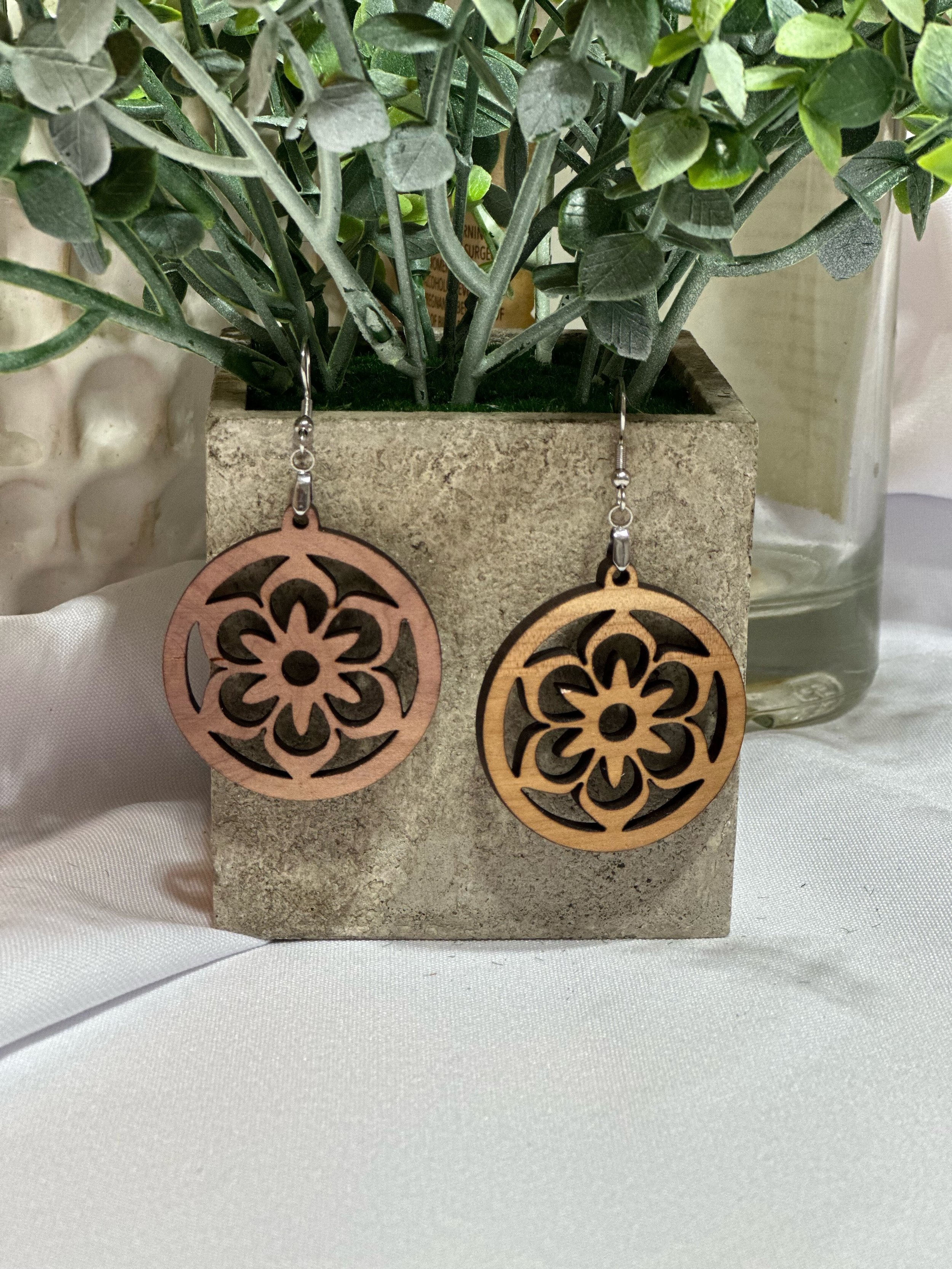 Mango Flower Wood Earring