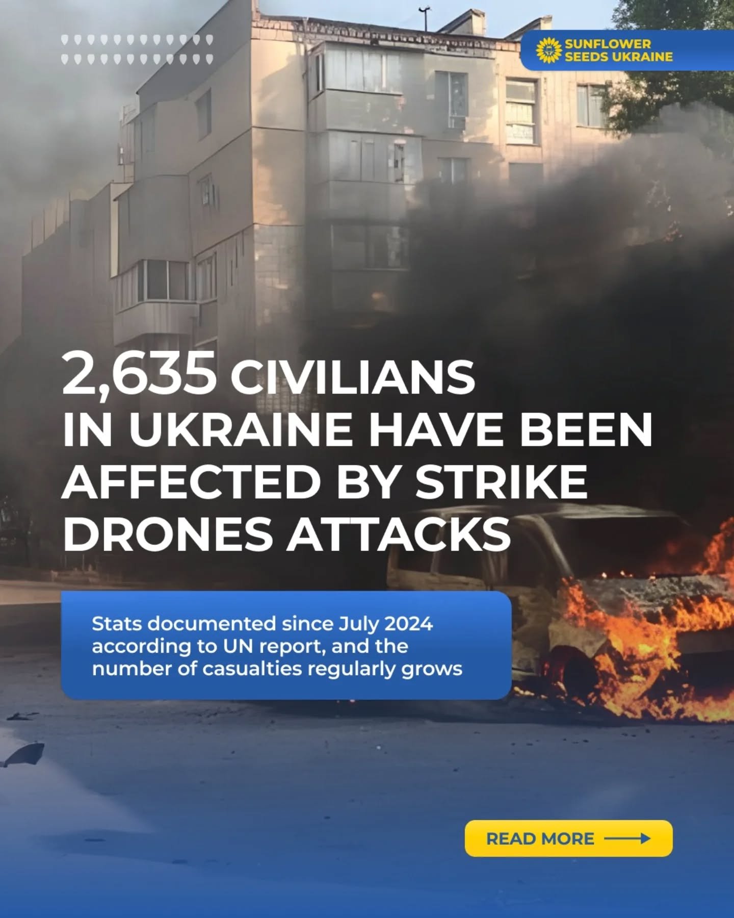 ⚡ Drone warfare is the new reality of the battlefield.

More than 80% of military injuries are caused by strike drones.

The aggressor country is hunting civilians.
According to UN data from July 2024, 2,635 casualties have been documented.
Adults, a