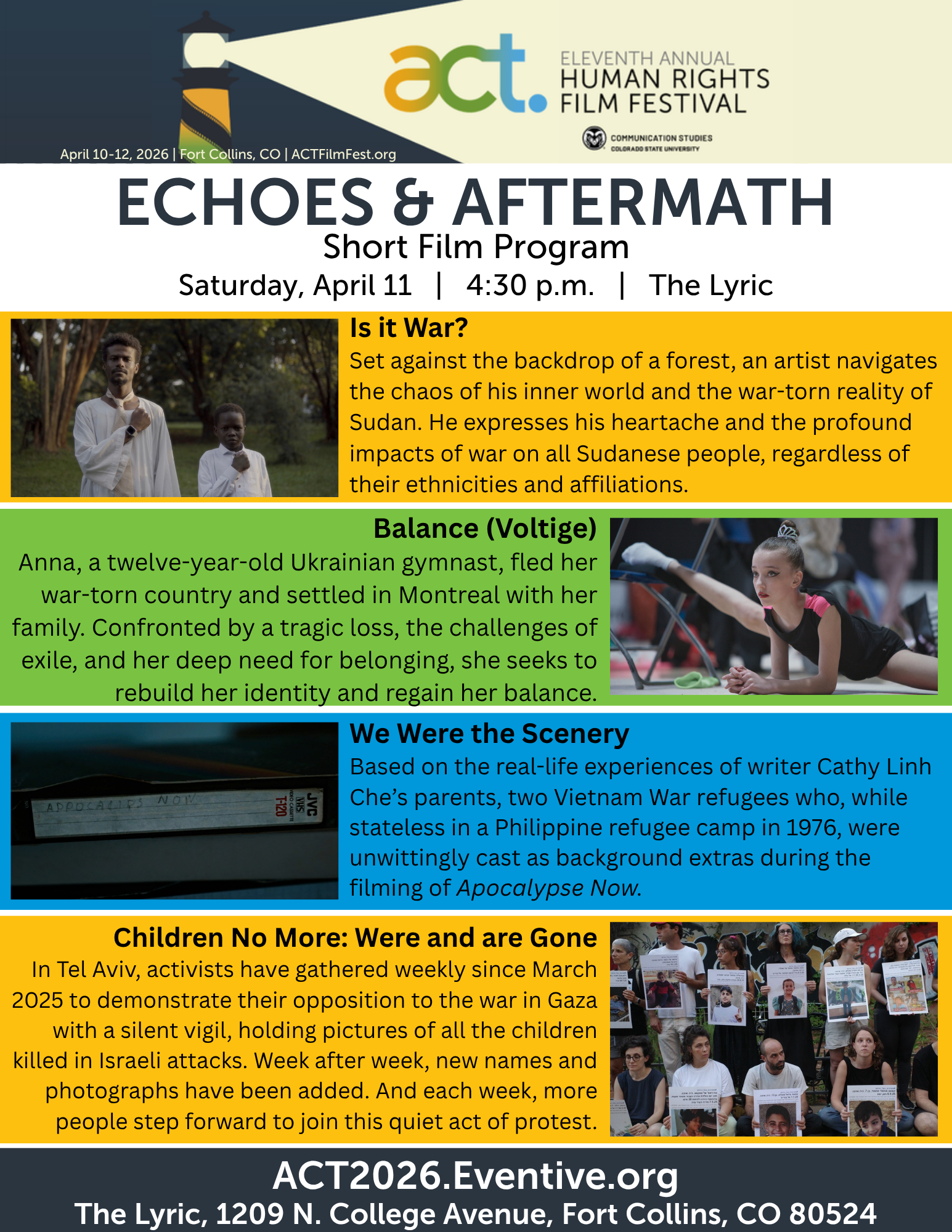 Colorado State University’s ACT Human Rights Film Festival | Short Films Program - Echoes & Aftermath: Balance (Voltige)
