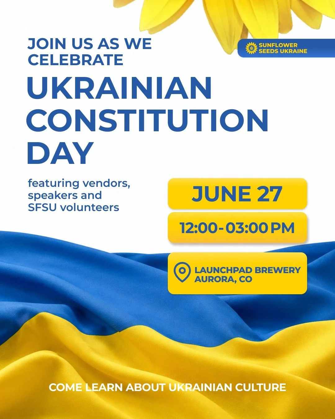 Celebrate Ukrainian Constitution Day with us!🌻 

Join SFSU for an afternoon celebrating Ukrainian history,  culture, and community as we honor Ukrainian Constitution Day.

During the event, meet local vendors, listen to guest speakers, talk to our v