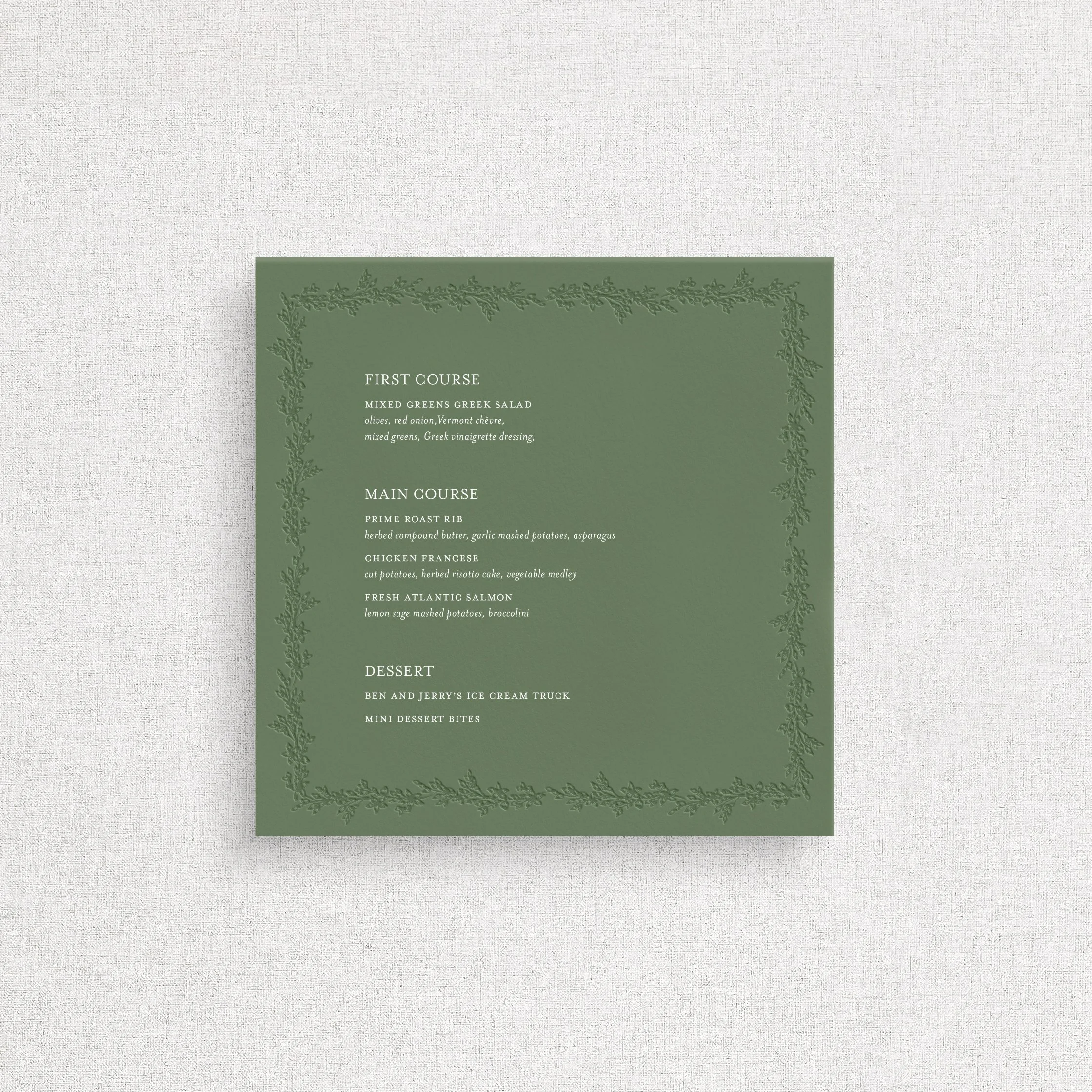 Riley Menus - No Guest Names