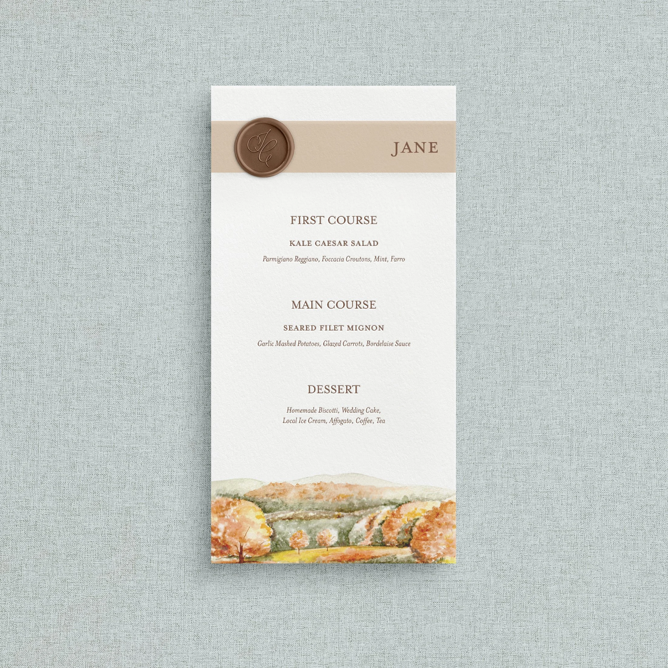 Jaxon Menus - With Guest Names