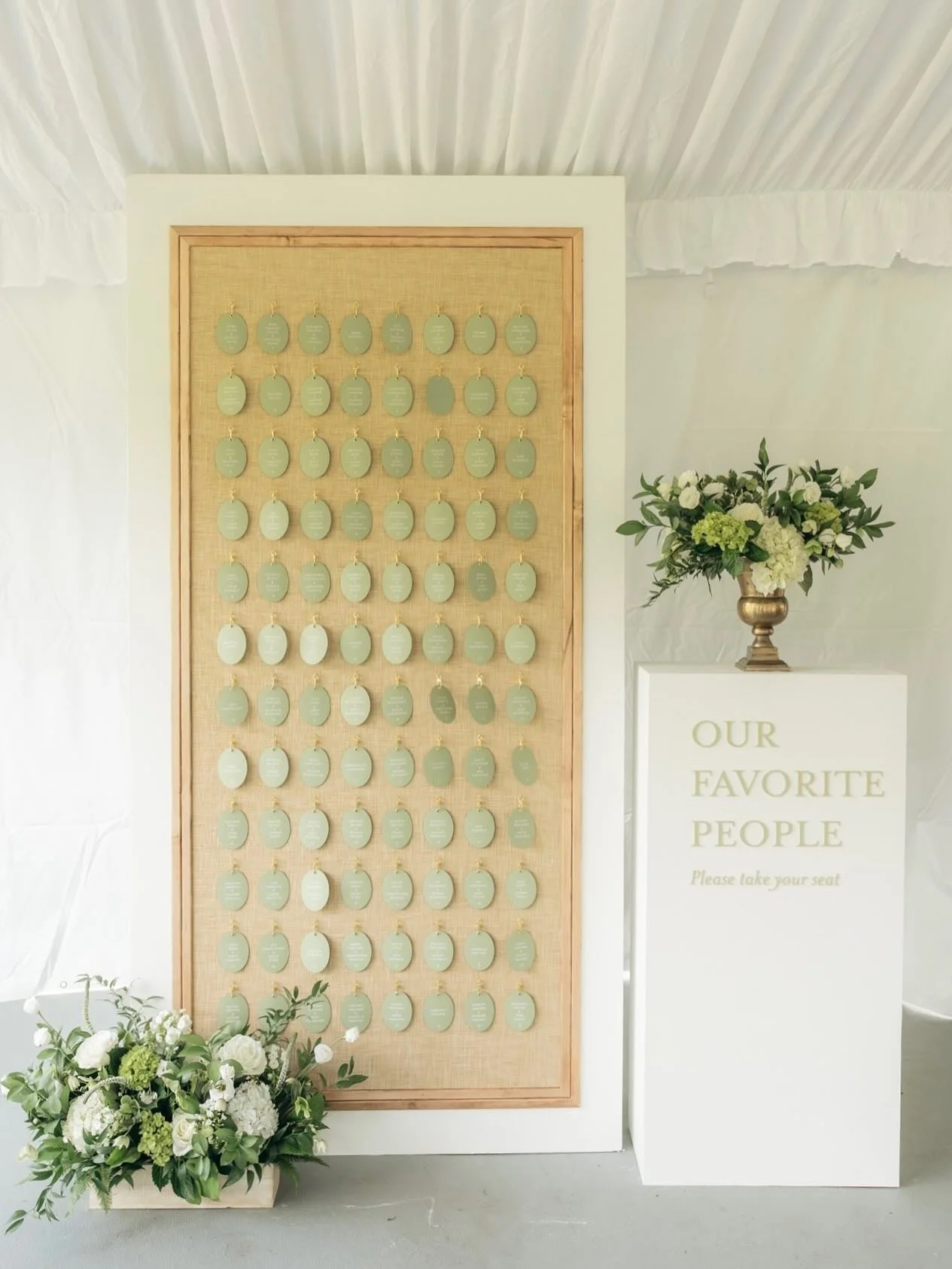 The key to making a green and white color palette stand out? Texture. Texture. Texture.

For Avery and Jeff, we elevated this classic palette with tone on tone letterpress, fun die cut shapes, layers, rattan, and wood accents. The different textures,