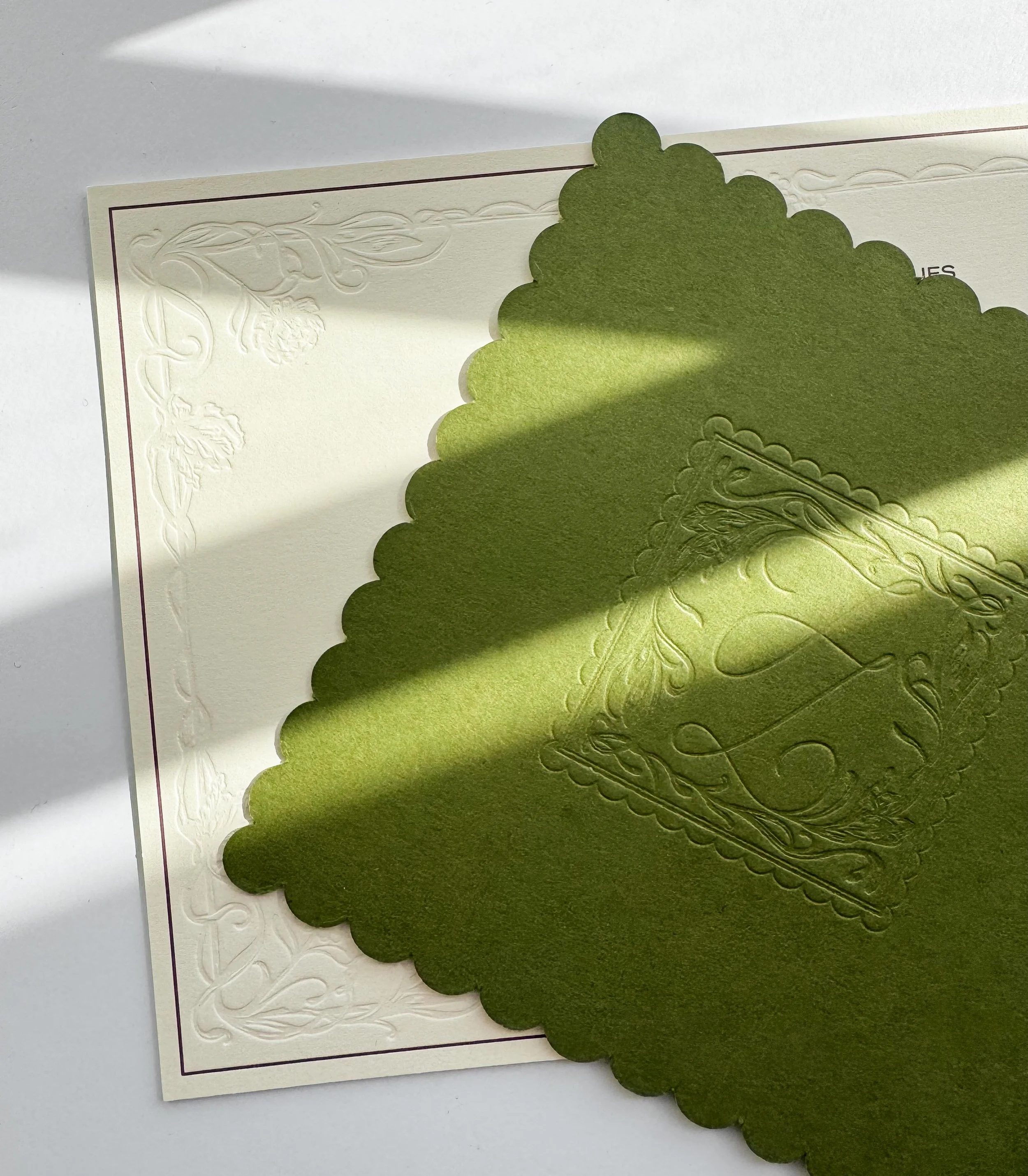 Texture, pattern, and shape play in the studio&rsquo;s late afternoon light ✨ for a late summer wedding in Vermont
.
.
.
custom wedding invitations | letterpress invitations | summer wedding inspo | green wedding inspo | chartreuse wedding | burgundy