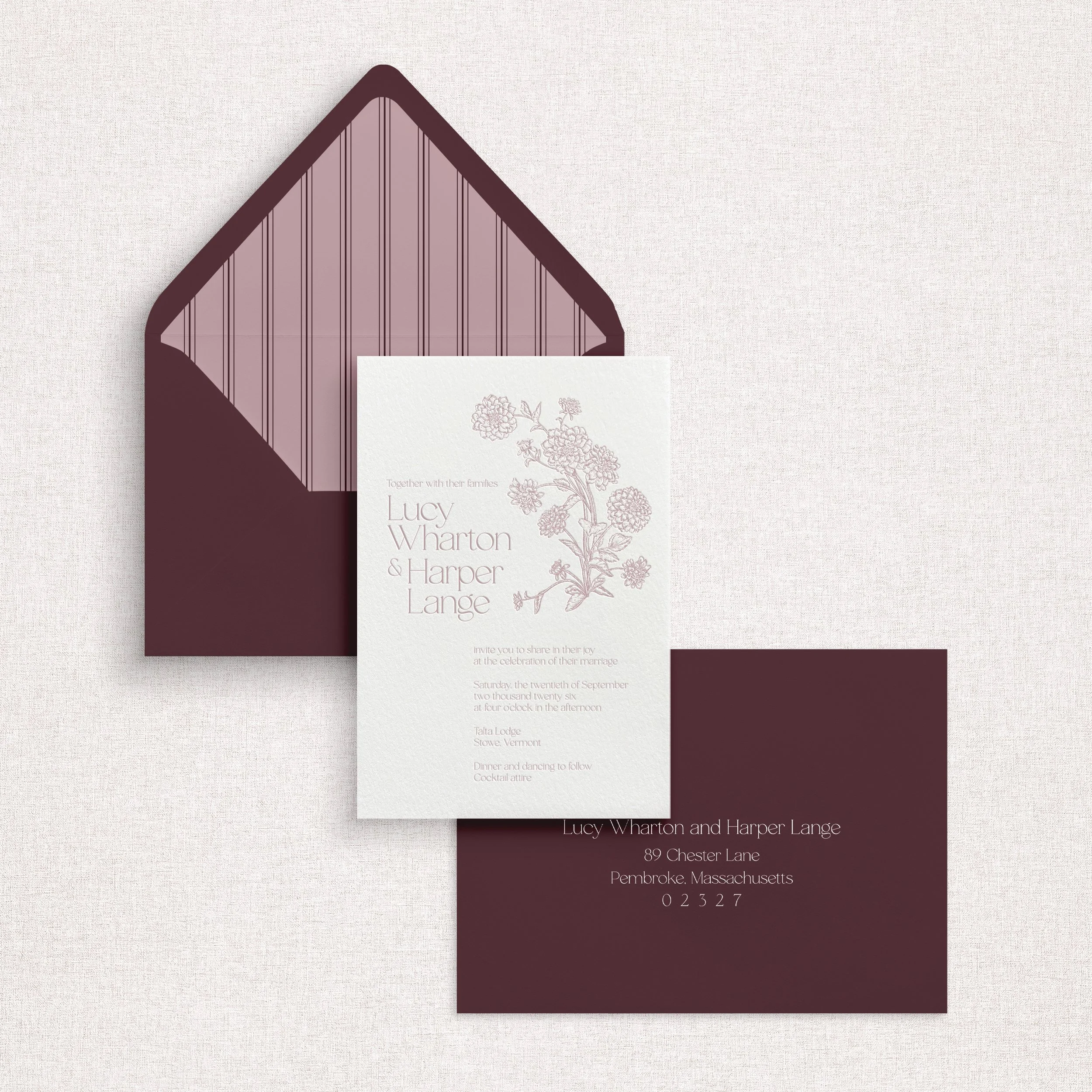 Cali Invitation Card and Mailing Envelope