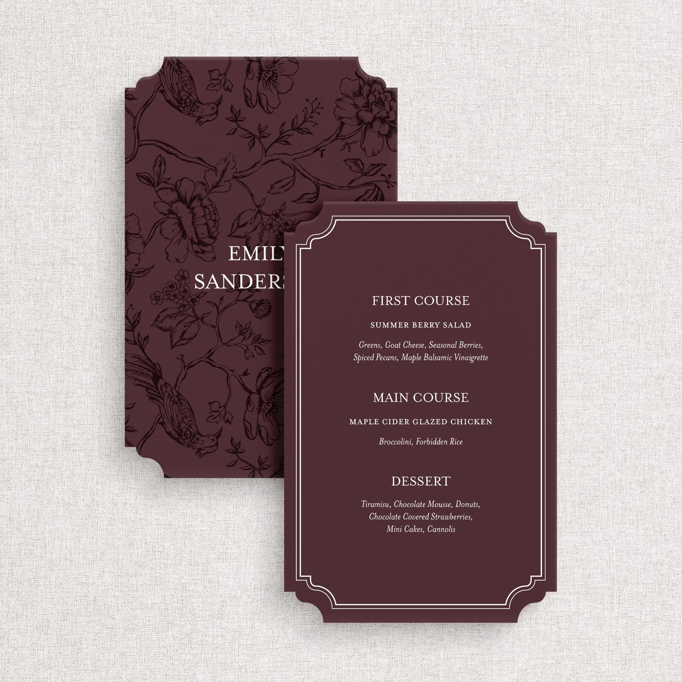 Gracie Menus - With Guest Names