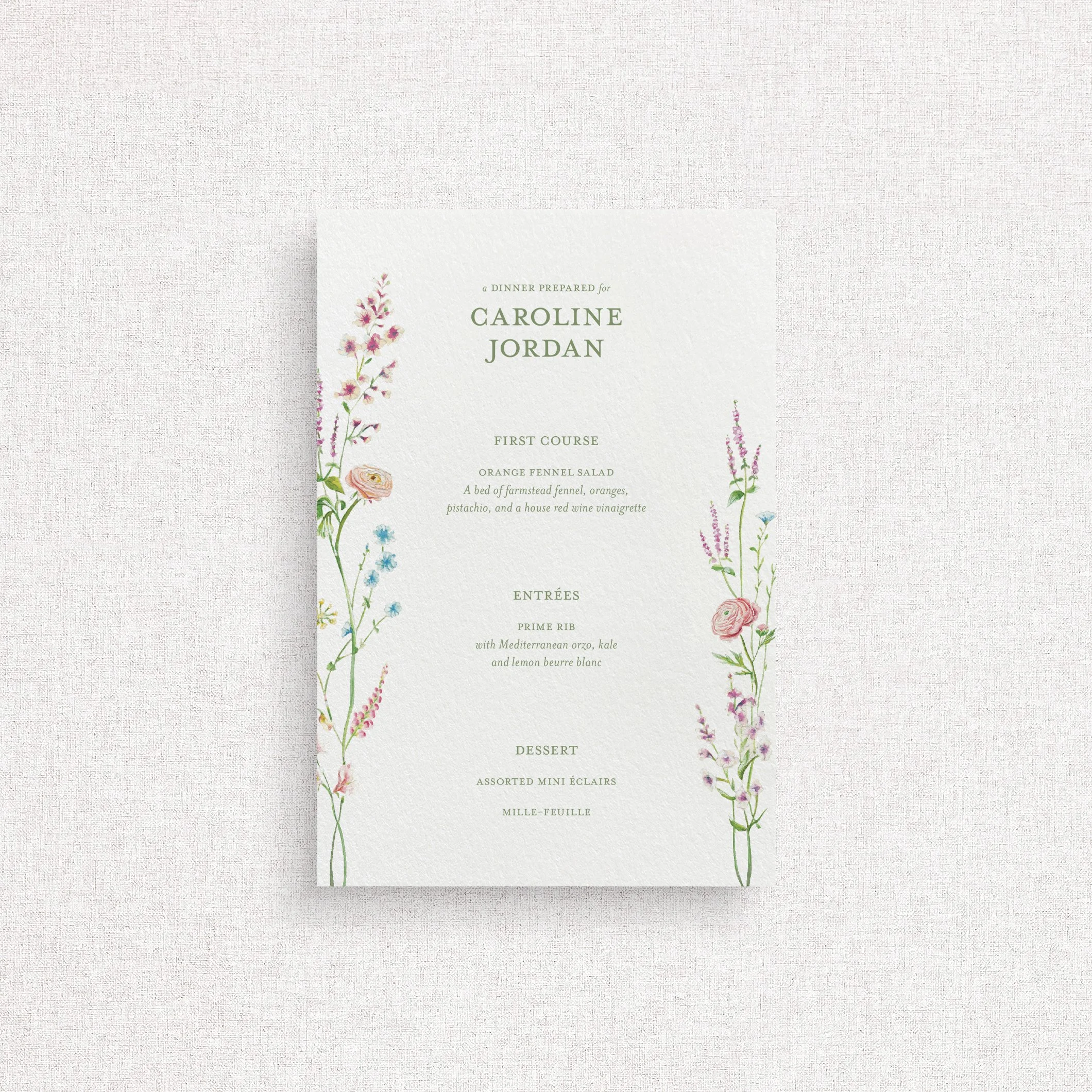 Norah Menus - with Guest Names