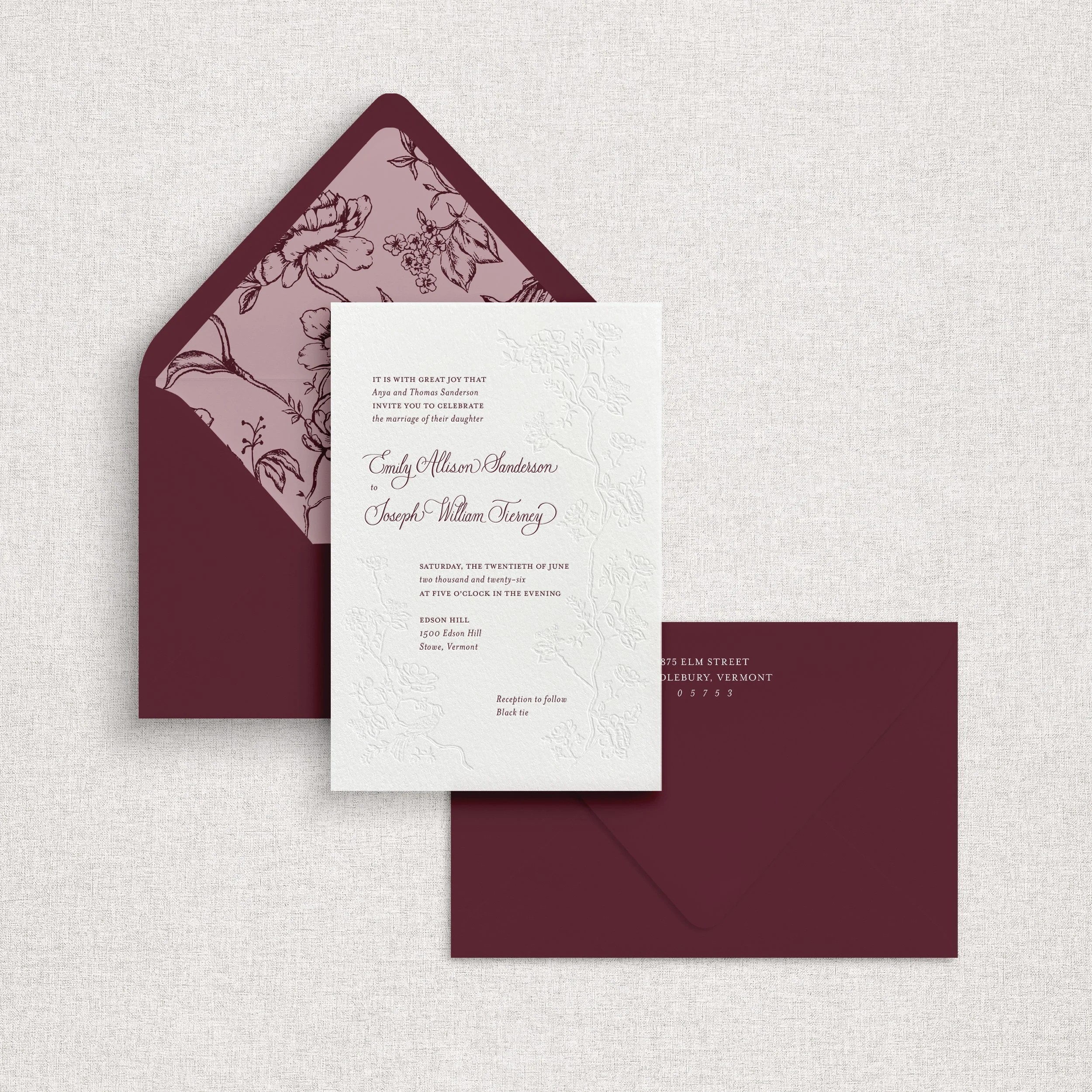 Gracie Invitation Card and Mailing Envelope