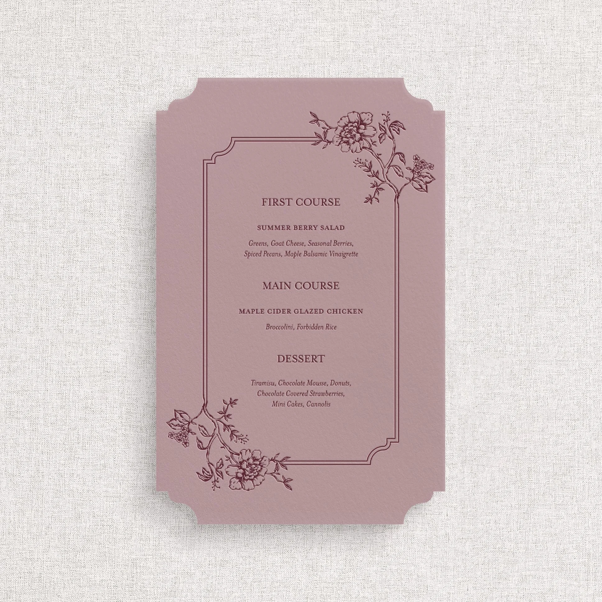 Gracie Menus - No Guest Names