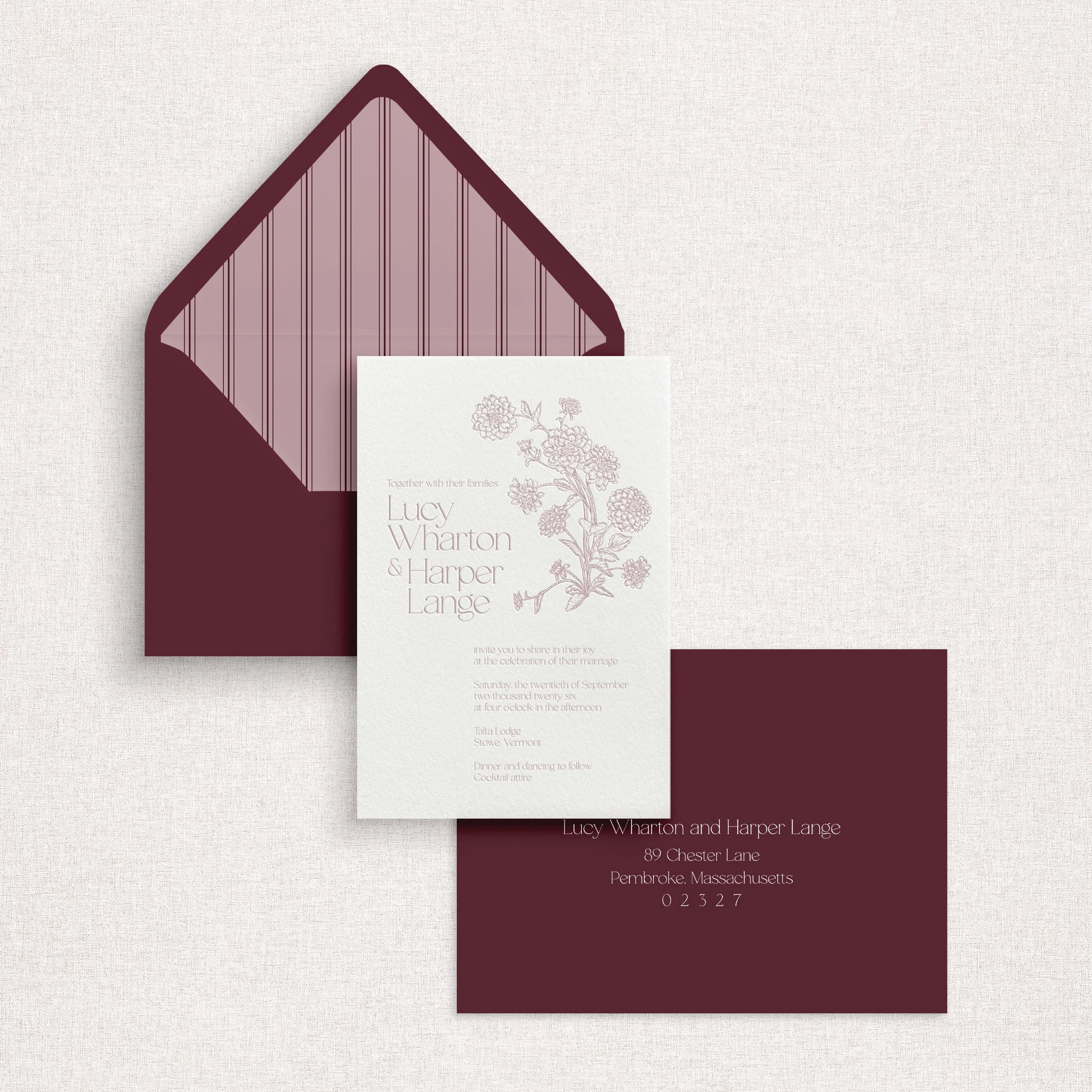 Cali Invitation Card and Mailing Envelope