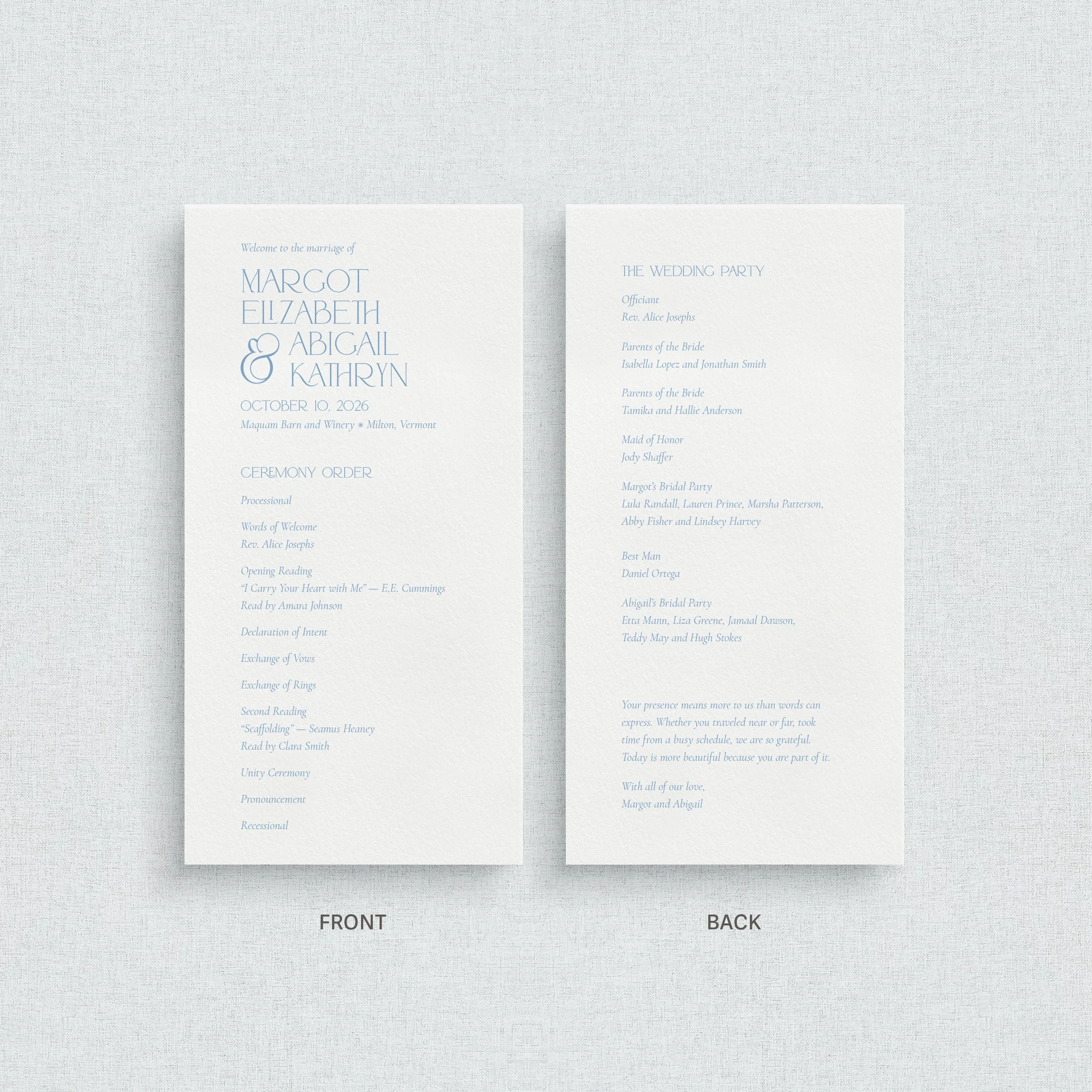 Teddy Ceremony Program