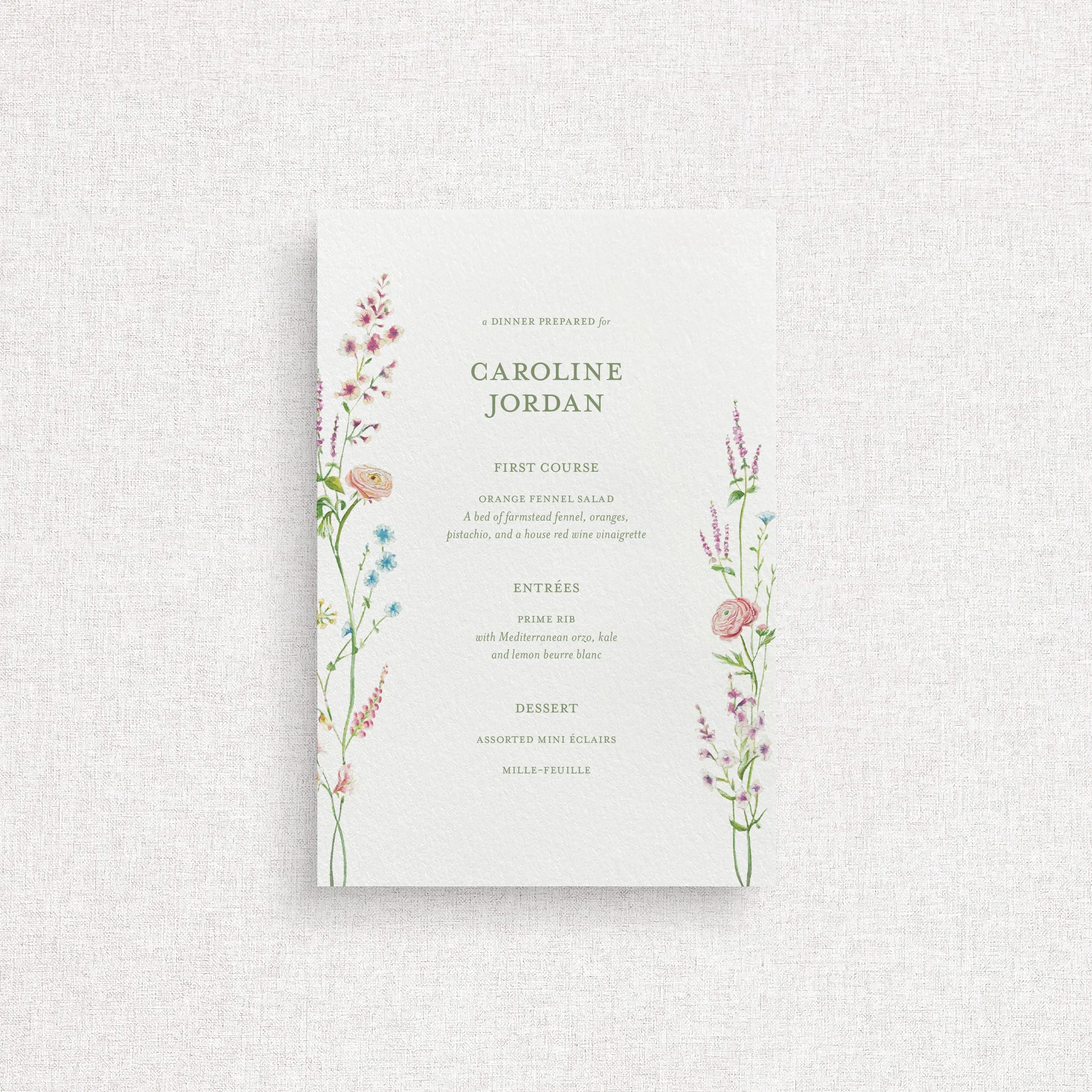 Norah Menus - with Guest Names